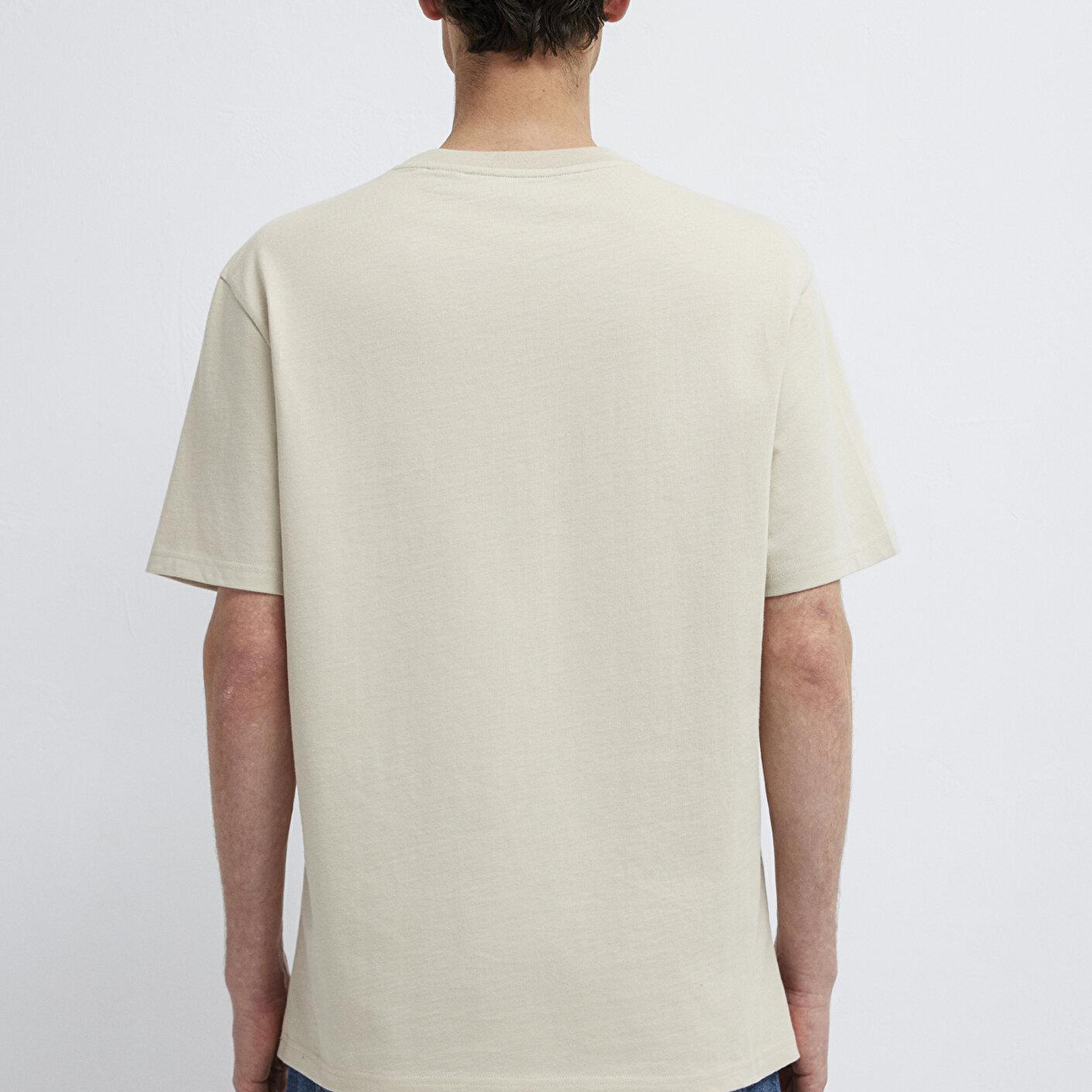 Mavi Japonya Baskılı Bej Tişört Loose Fit / Bol Rahat Kesim 0613209-70144