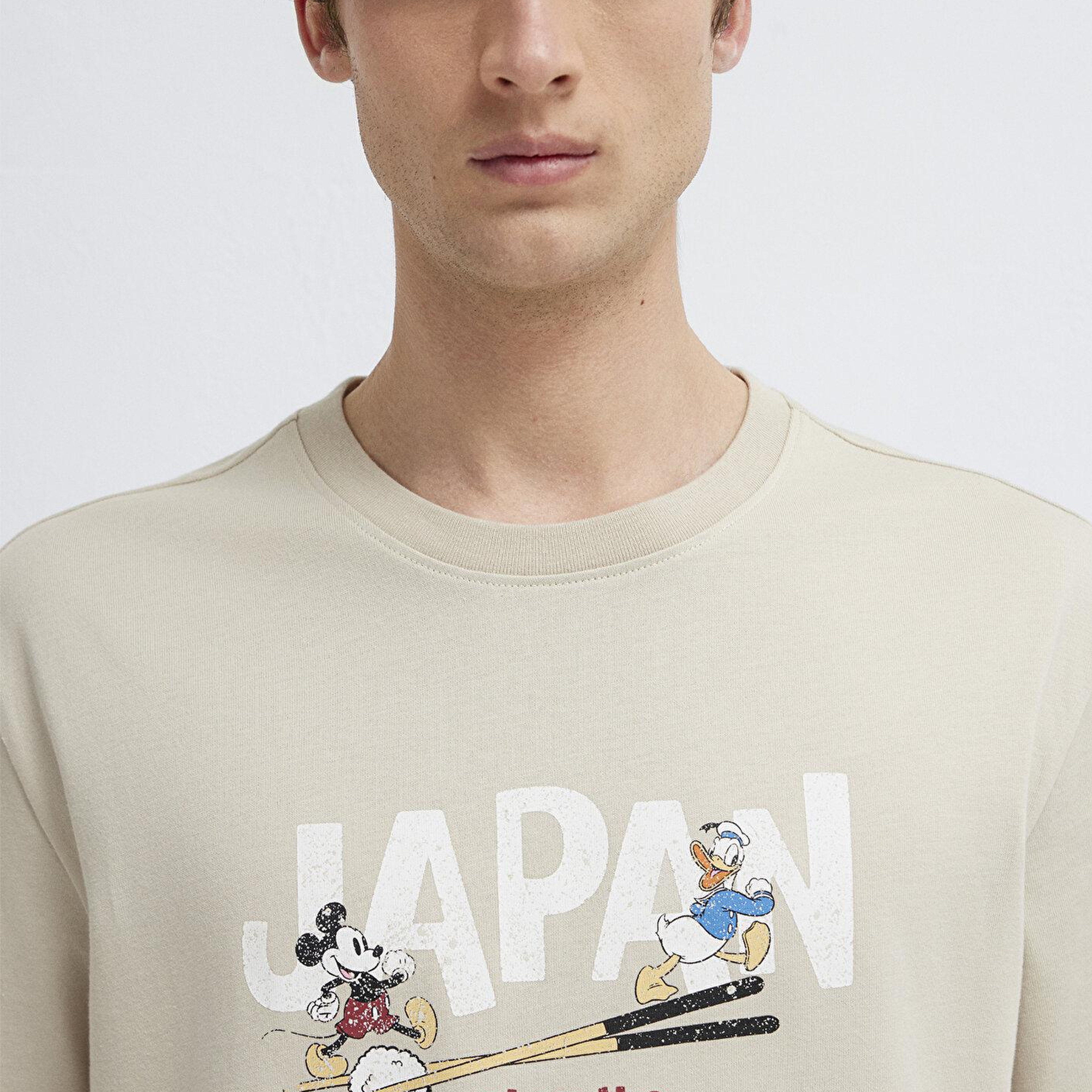 Mavi Japonya Baskılı Bej Tişört Loose Fit / Bol Rahat Kesim 0613209-70144