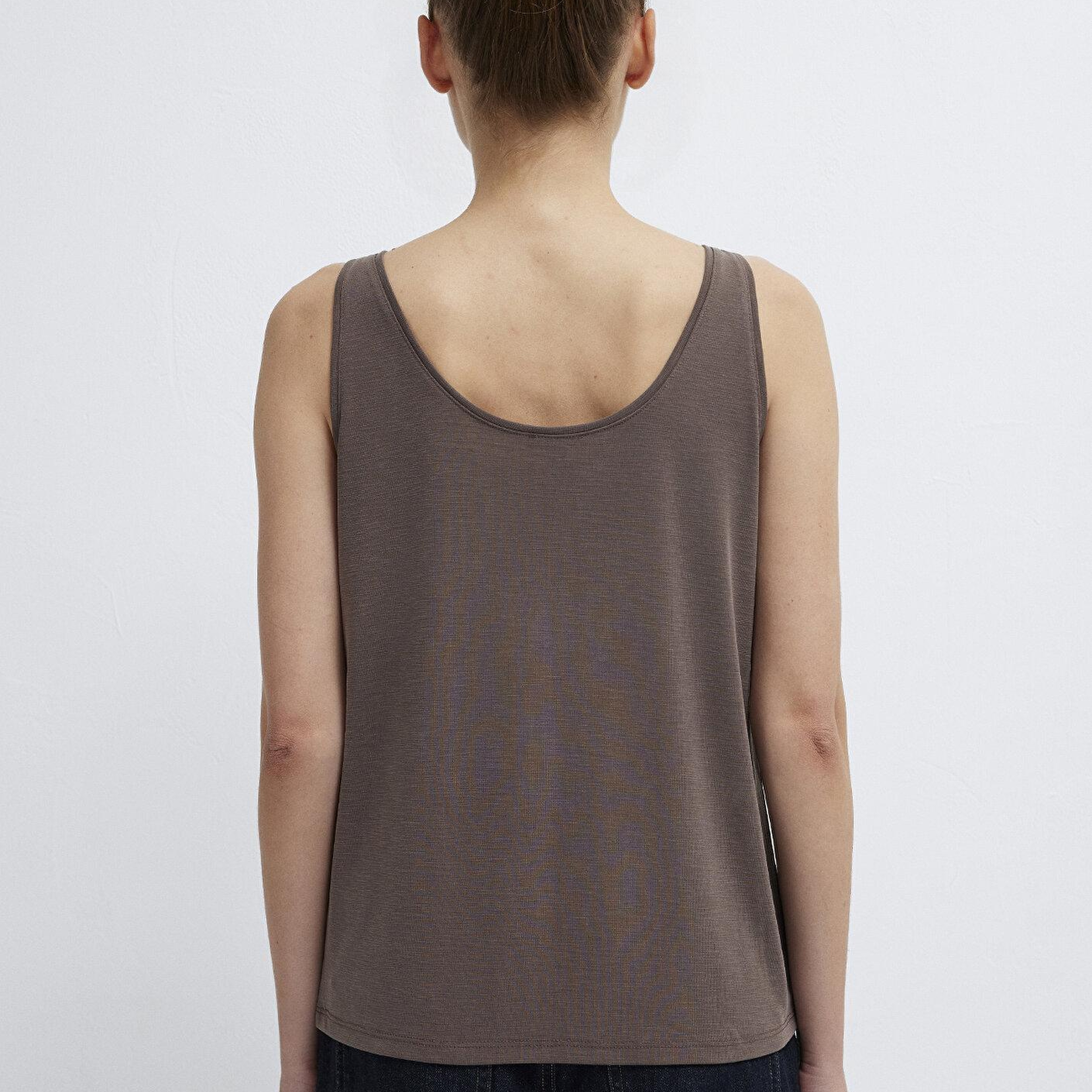 Mavi Düğmeli Kahverengi Atlet Slim Fit / Dar Kesim 1613339-87537