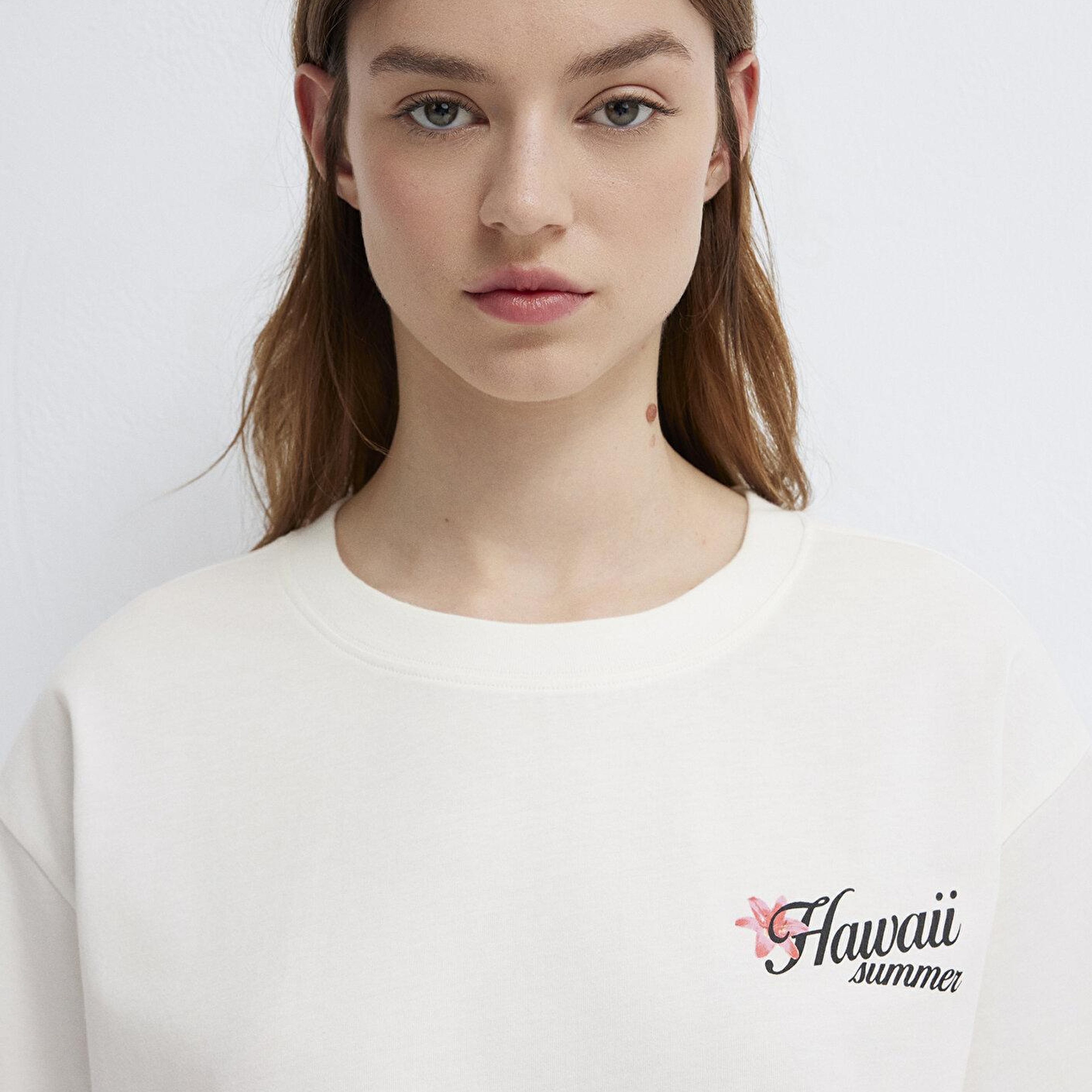 Mavi Ekru Tişört Loose Fit / Bol Rahat Kesim 1613925-70057