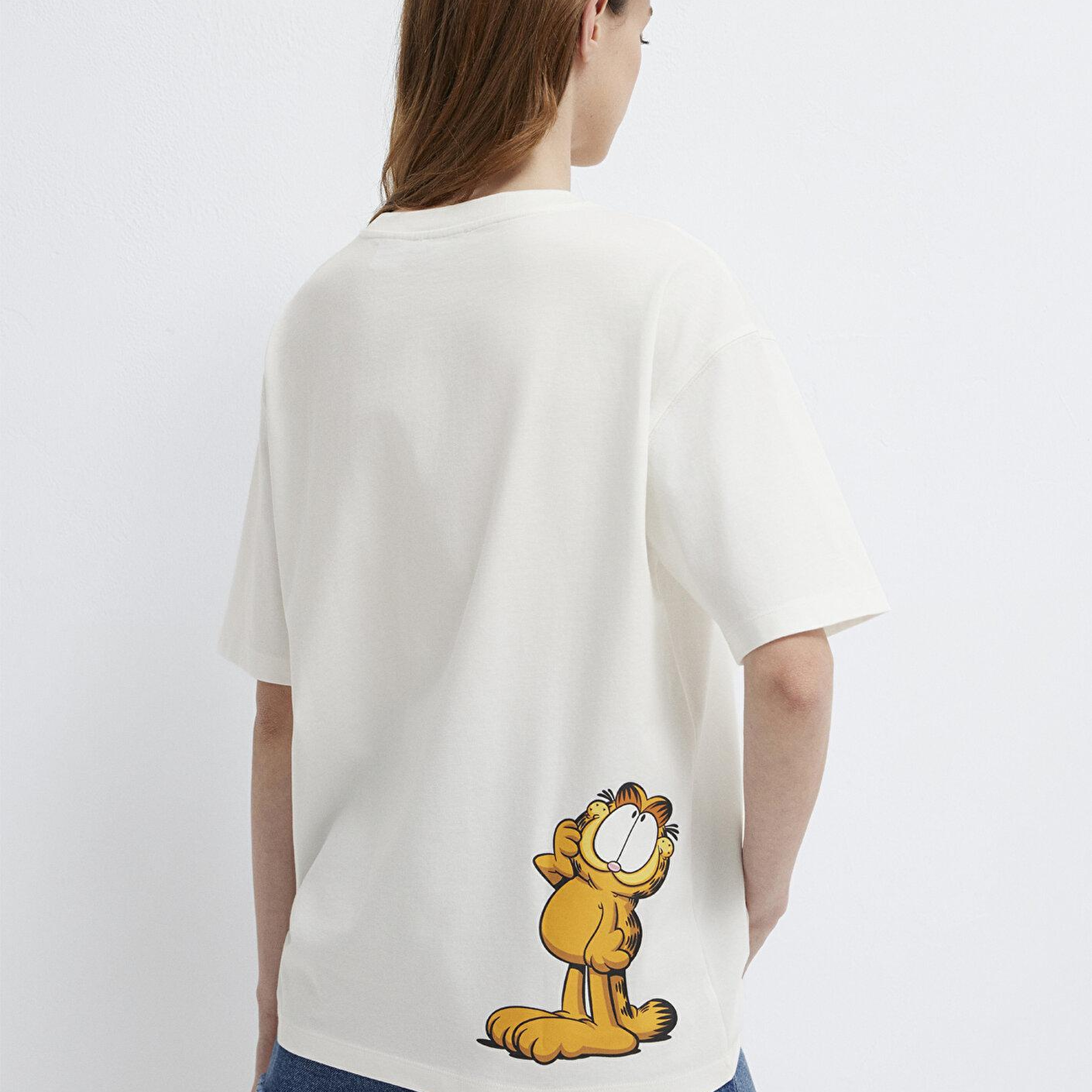 Mavi Ekru Tişört Loose Fit / Bol Rahat Kesim 1614339-80194