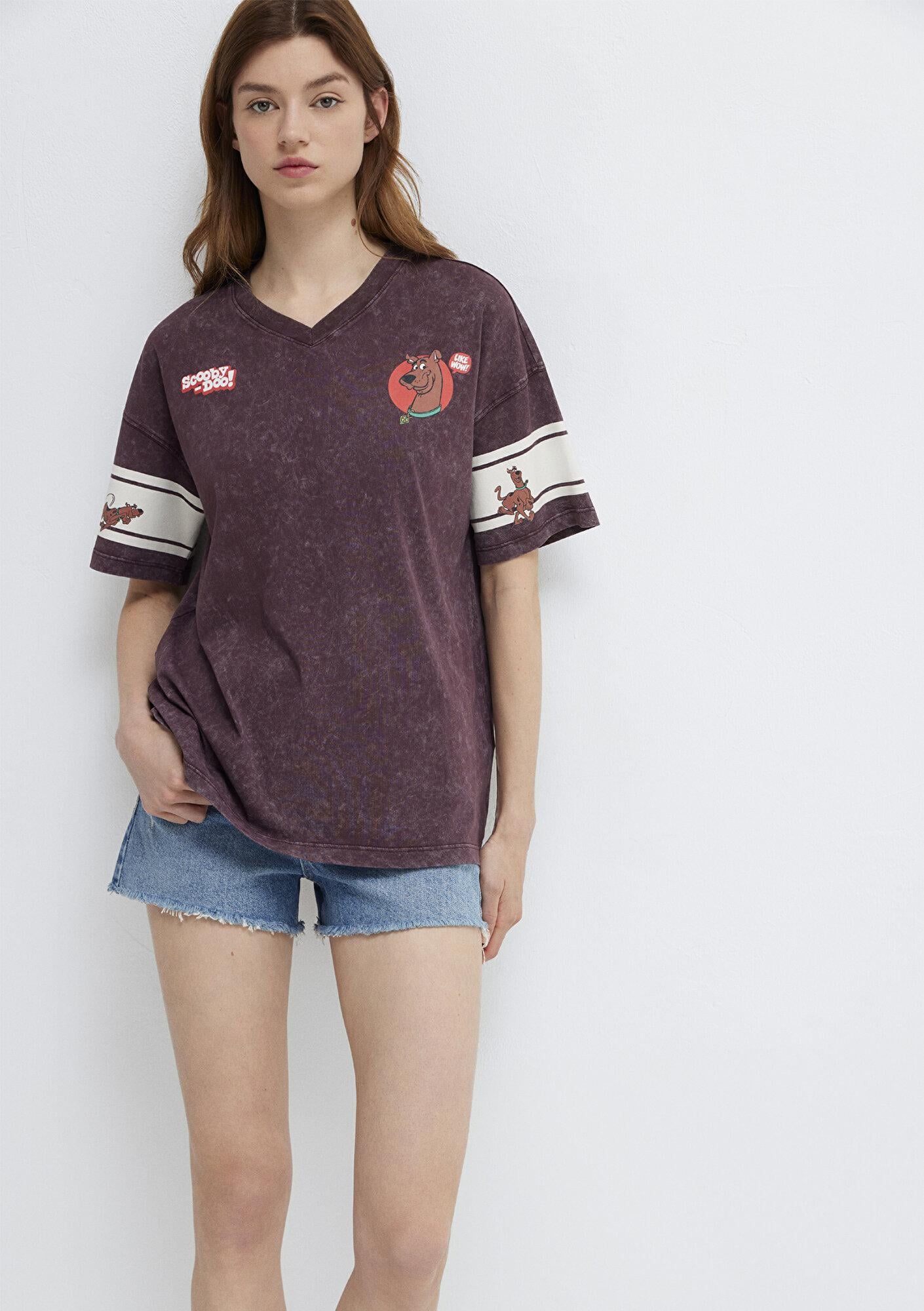 Mavi Kahverengi Tişört Loose Fit / Bol Rahat Kesim 1613367-70223