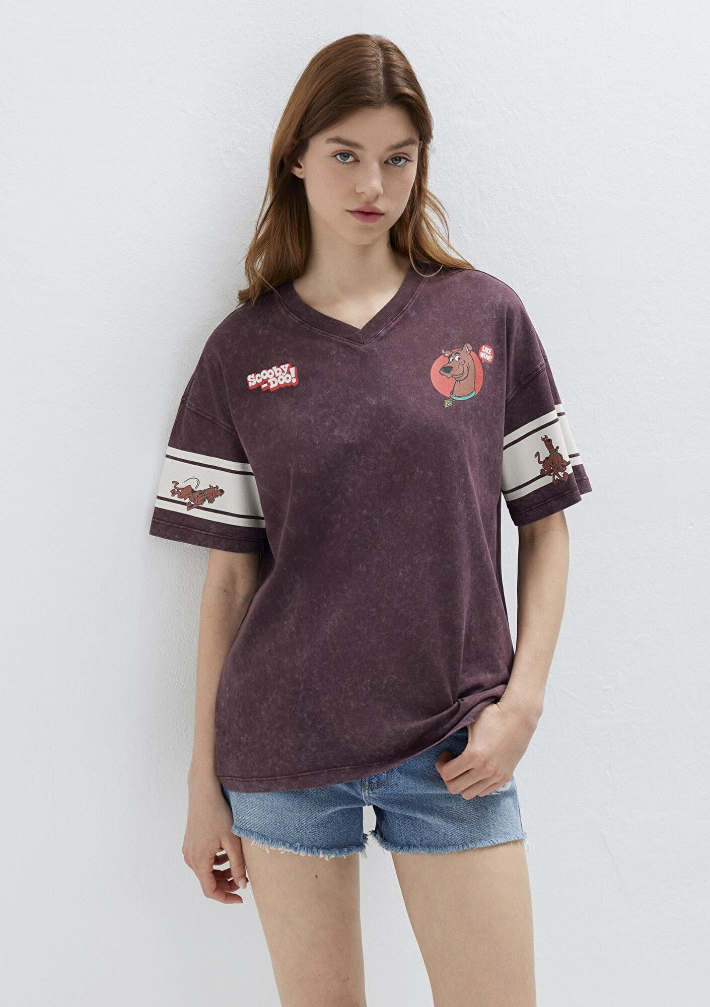Mavi Kahverengi Tişört Loose Fit / Bol Rahat Kesim 1613367-70223