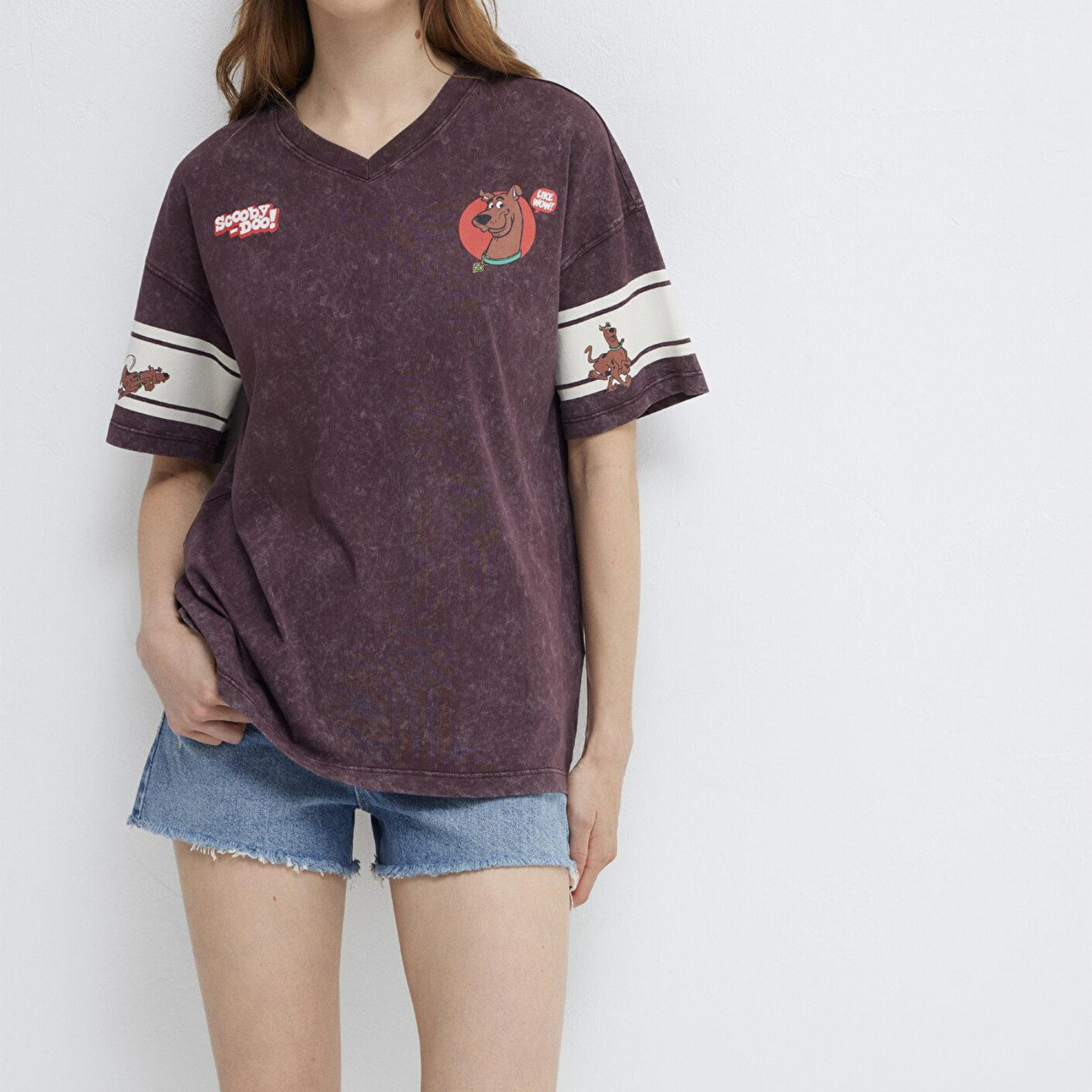 Mavi Kahverengi Tişört Loose Fit / Bol Rahat Kesim 1613367-70223