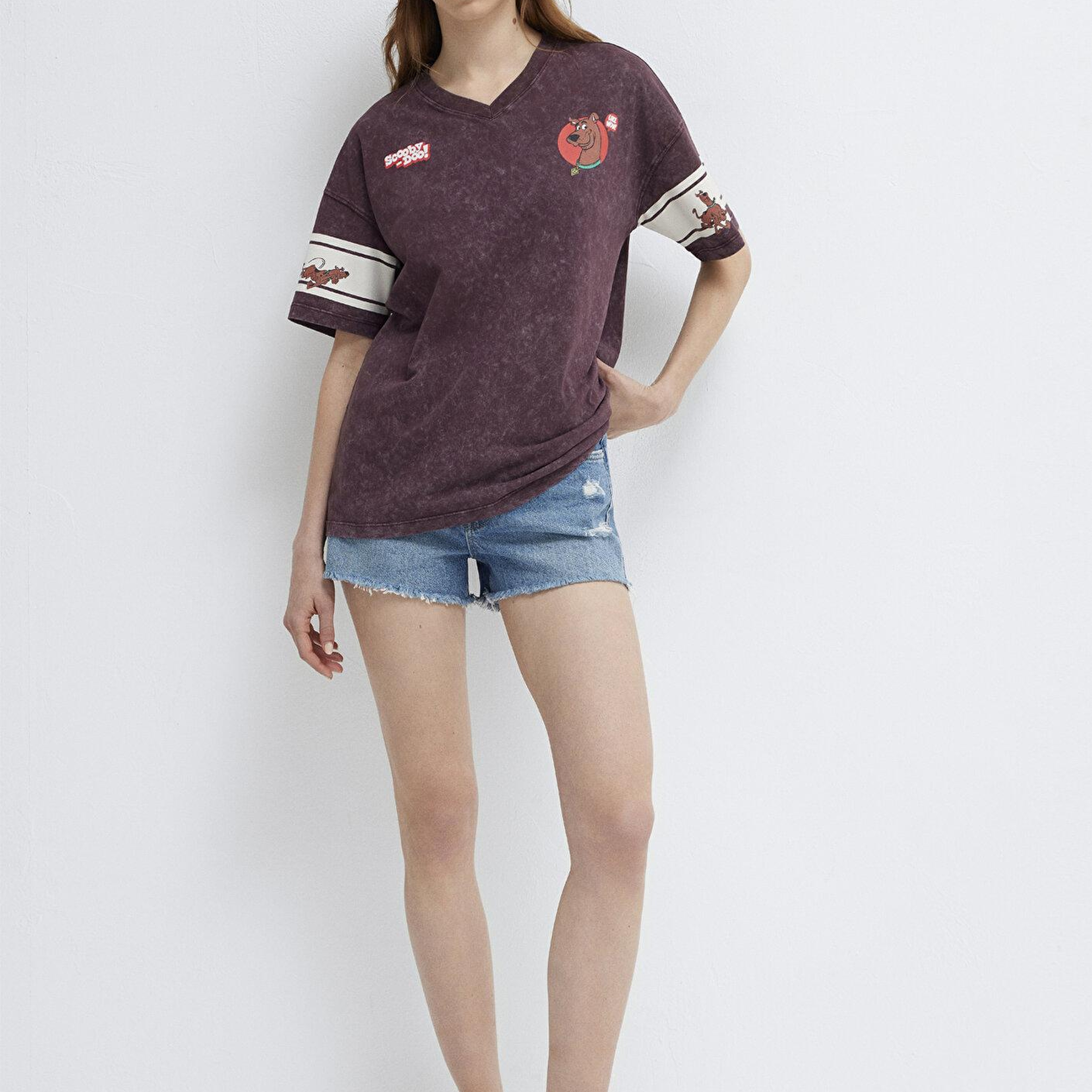 Mavi Kahverengi Tişört Loose Fit / Bol Rahat Kesim 1613367-70223