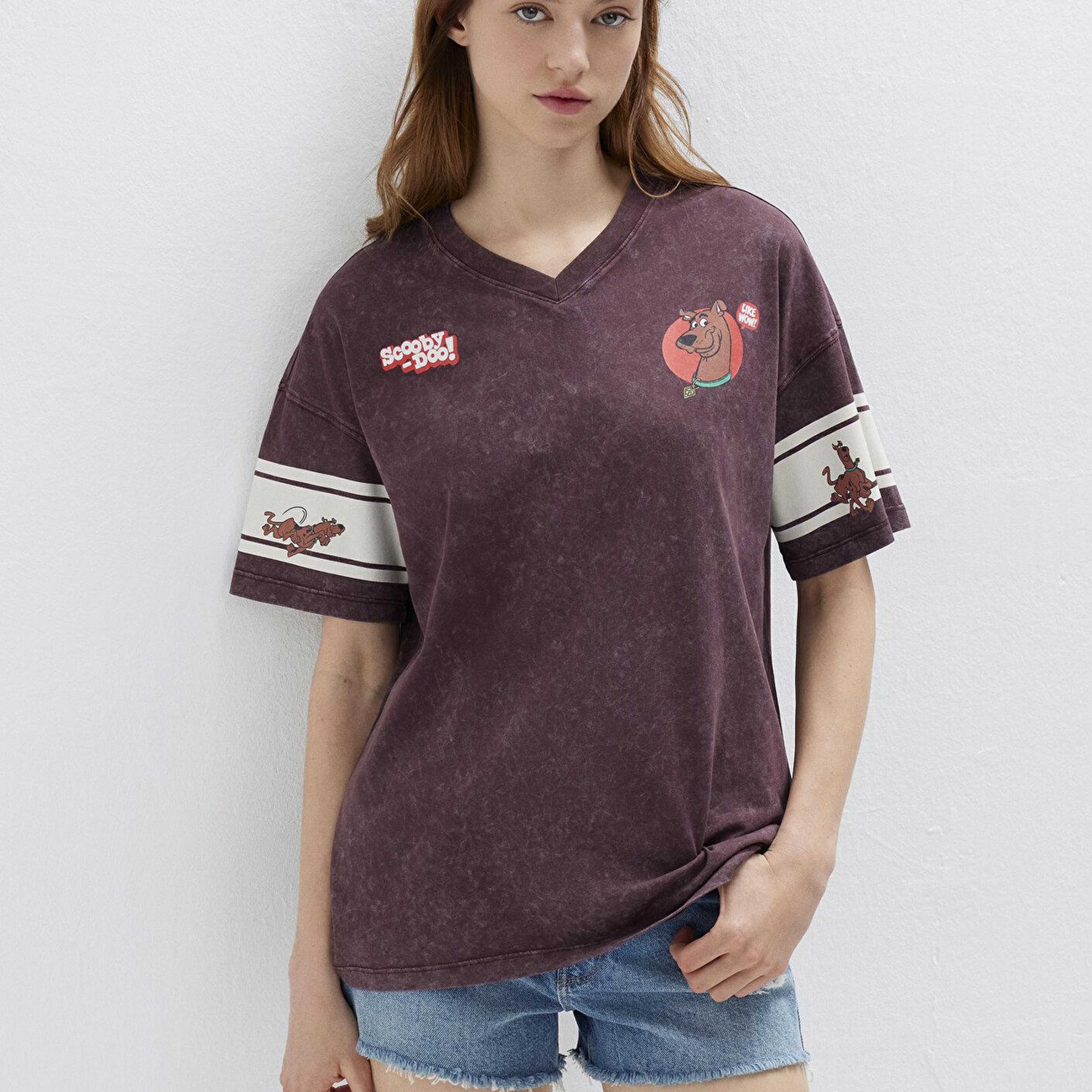 Mavi Kahverengi Tişört Loose Fit / Bol Rahat Kesim 1613367-70223