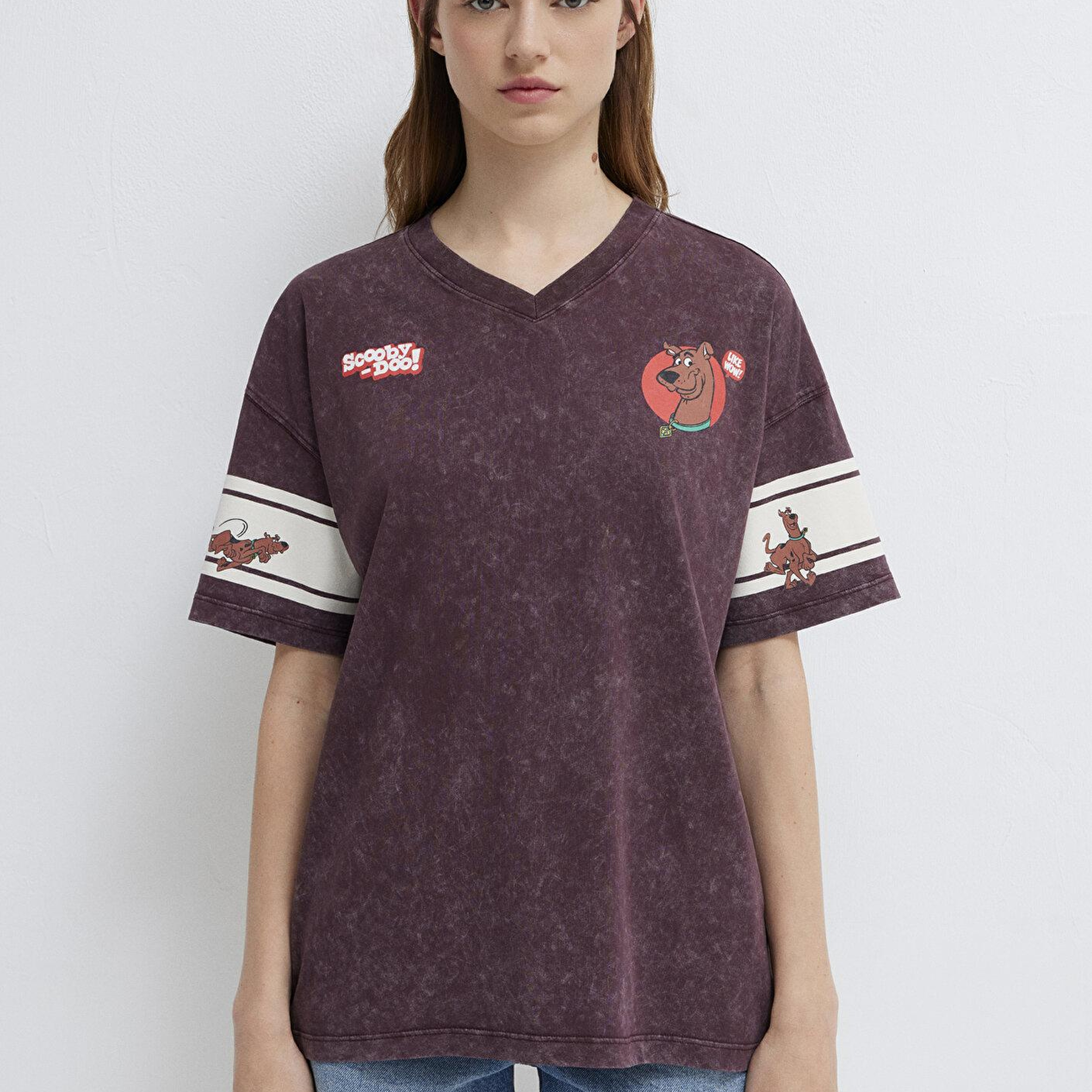 Mavi Kahverengi Tişört Loose Fit / Bol Rahat Kesim 1613367-70223