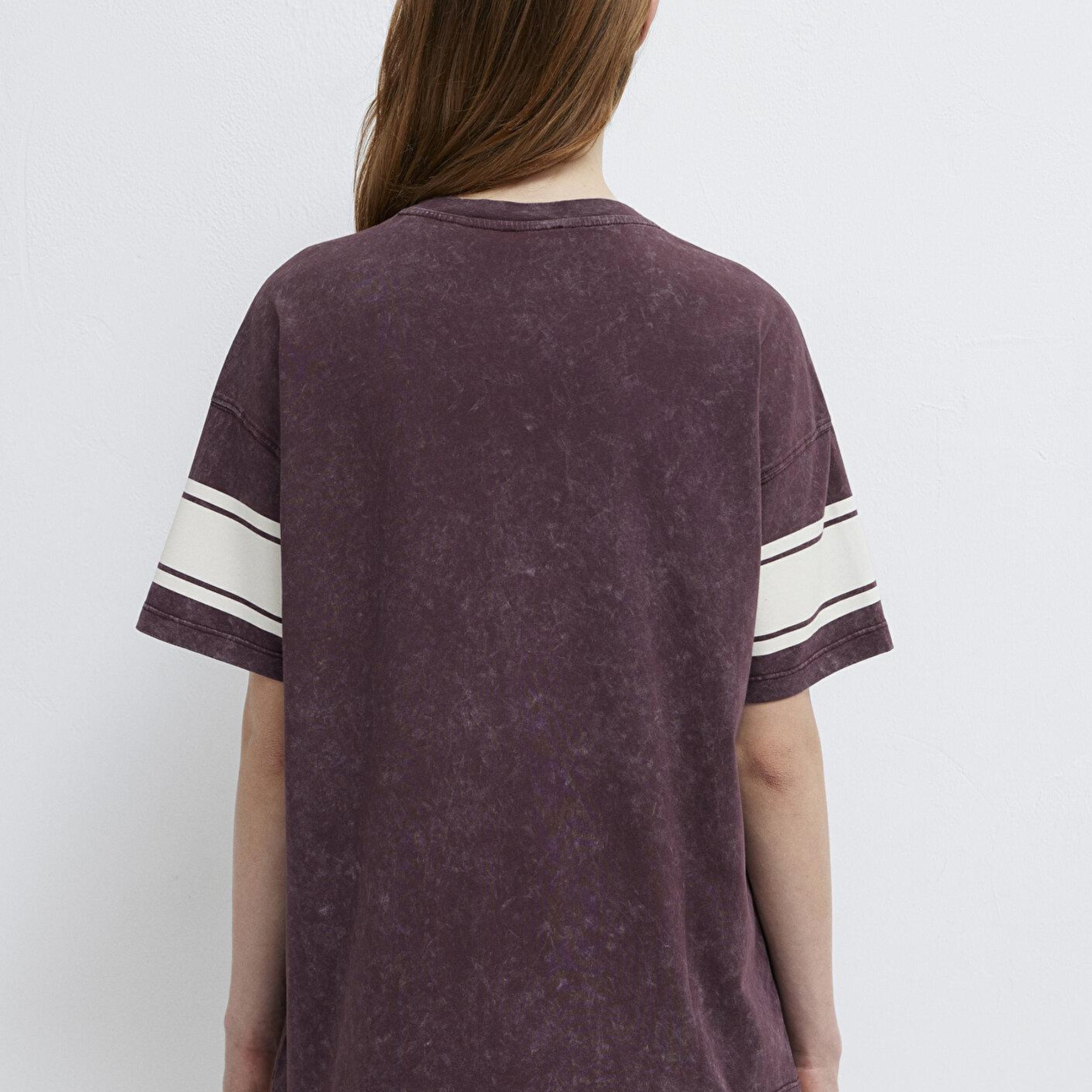 Mavi Kahverengi Tişört Loose Fit / Bol Rahat Kesim 1613367-70223