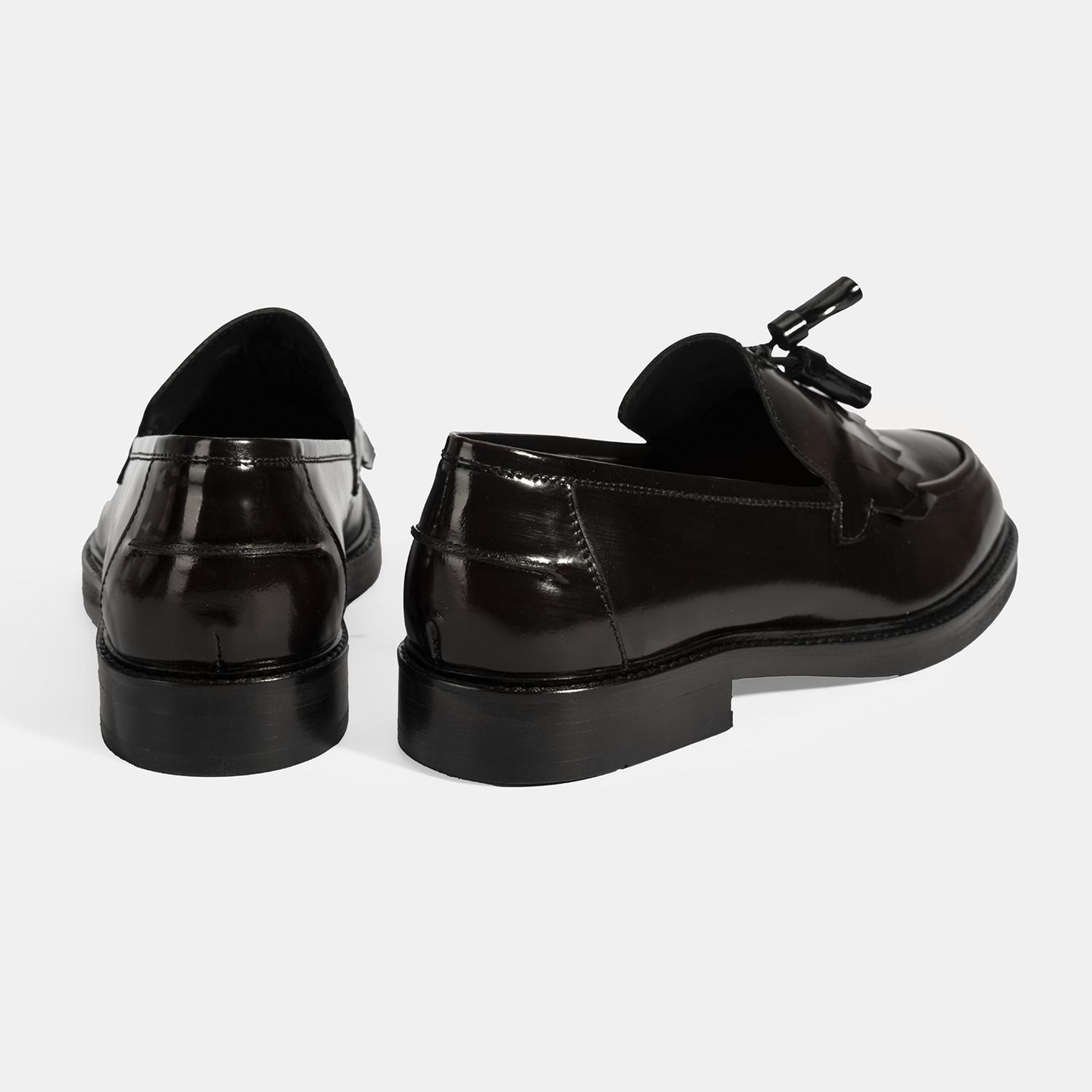 Erkek Bordo Püskül Detaylı Deri Loafer
