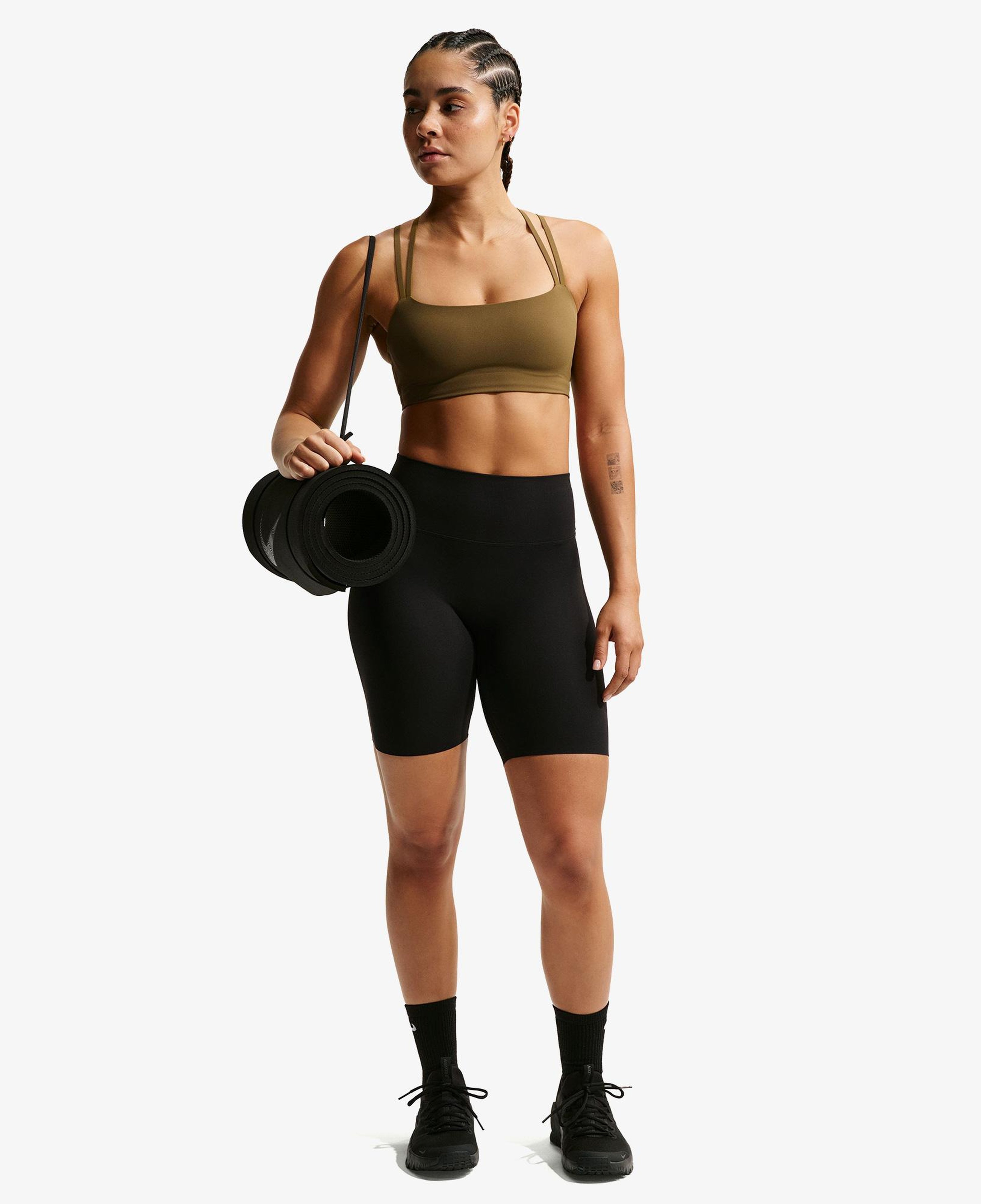 Nike Dri-Fit Zenvy Strappy Kadın Haki Bra