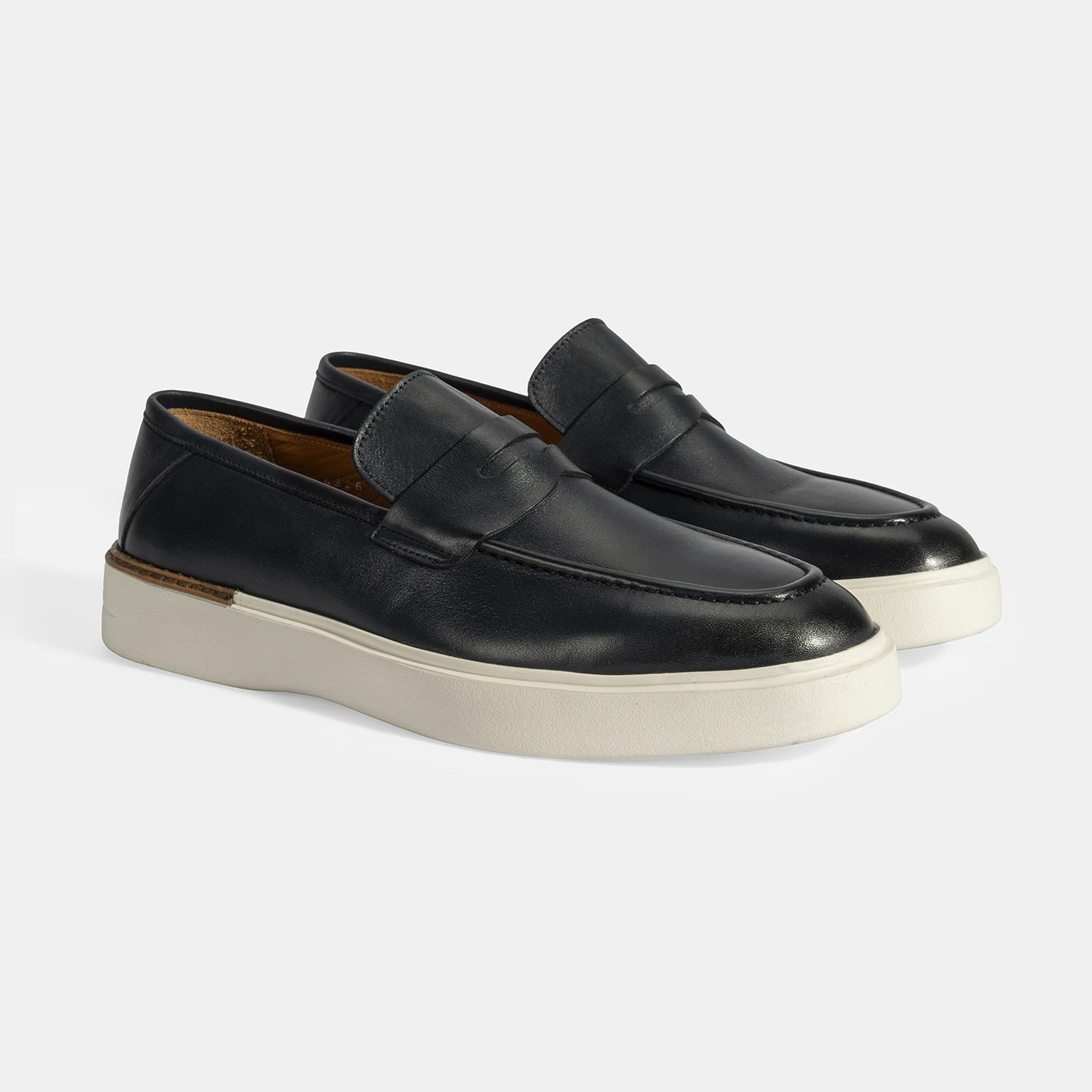 Erkek Lacivert Deri Loafer