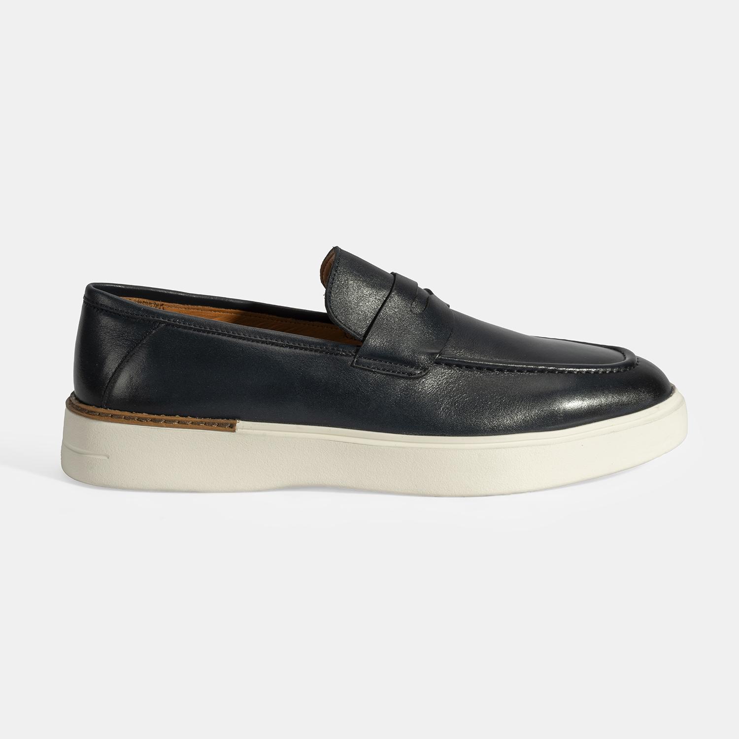 Erkek Lacivert Deri Loafer