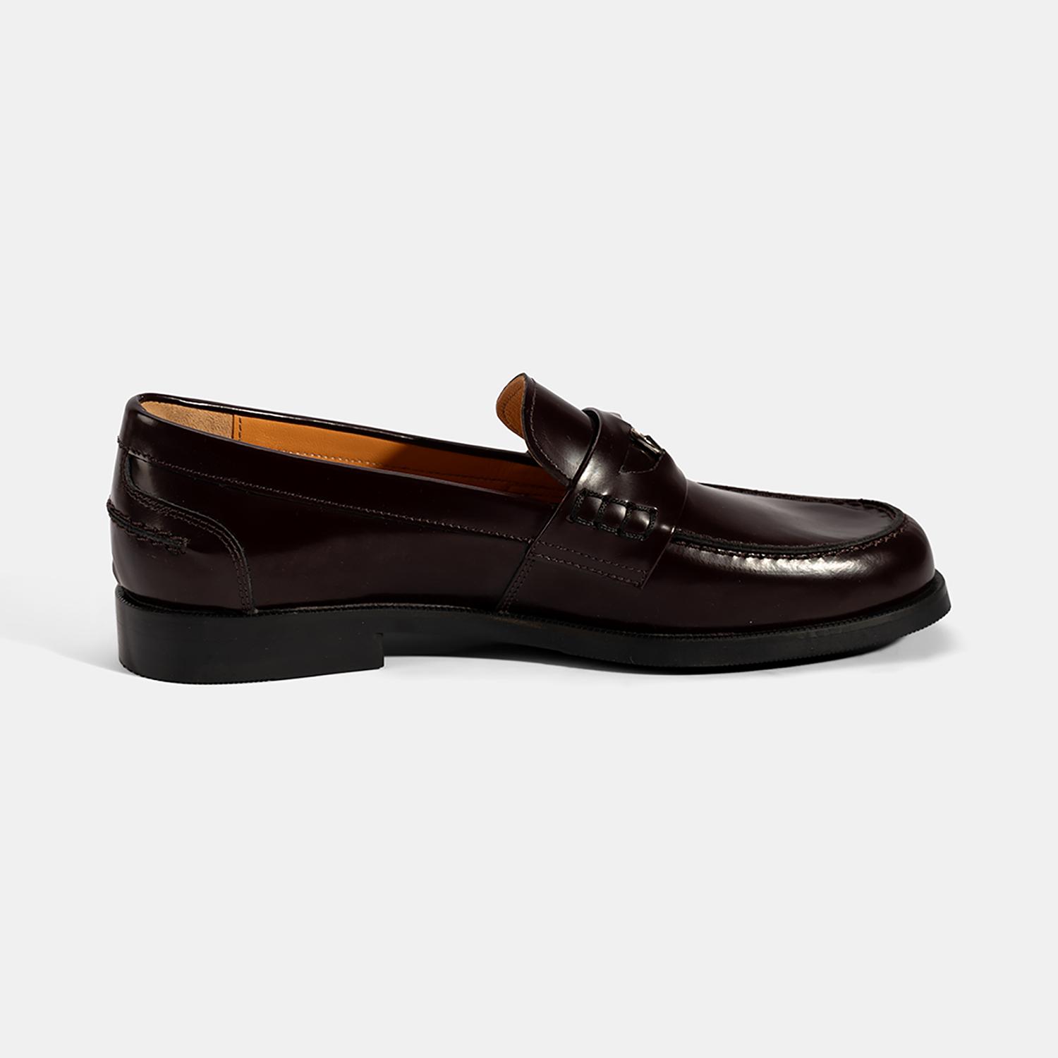 Kadın Bordo Metal Toka Detaylı Deri Loafer