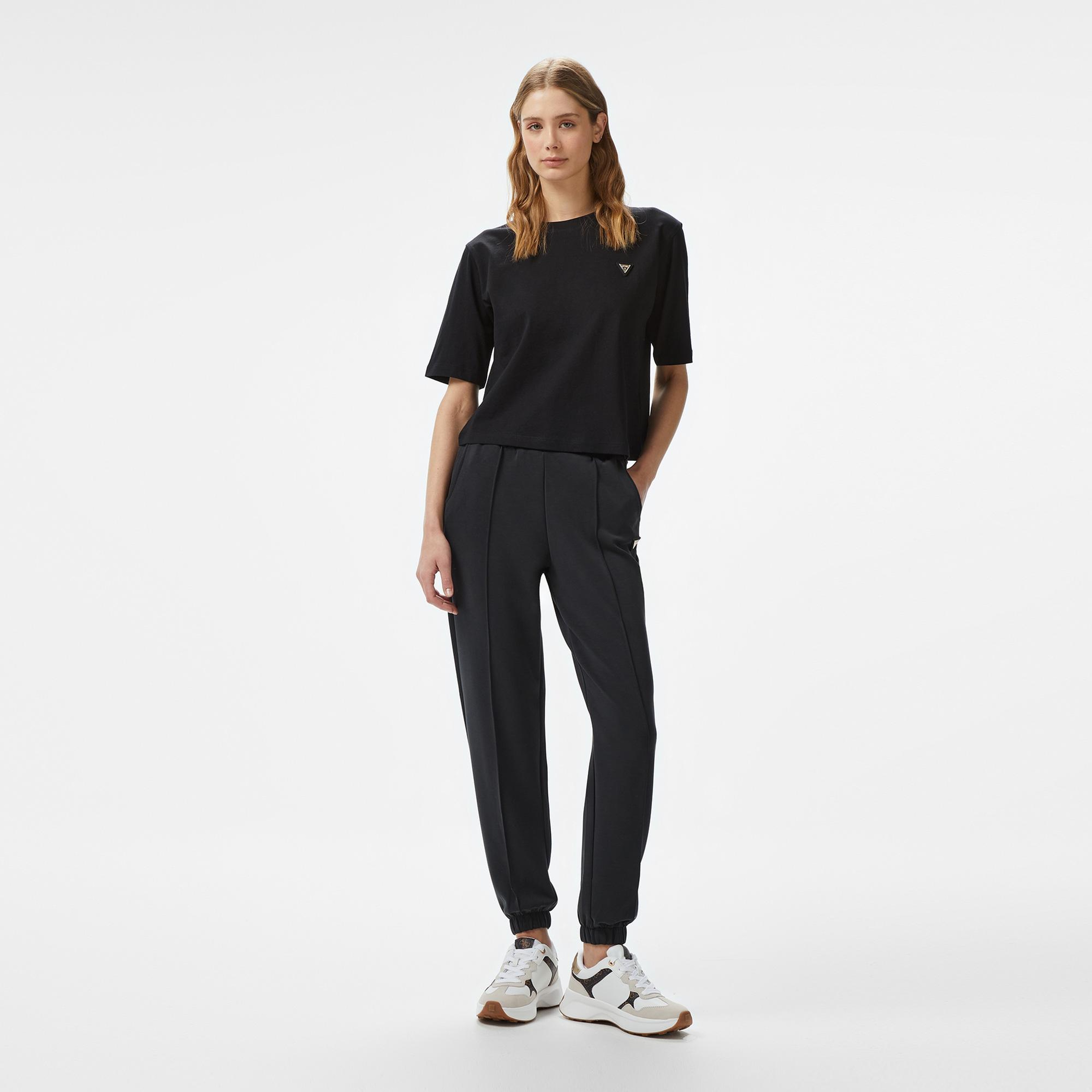 Guess Colette Boxy Mid Organic Stream Kadın Siyah T-Shirt