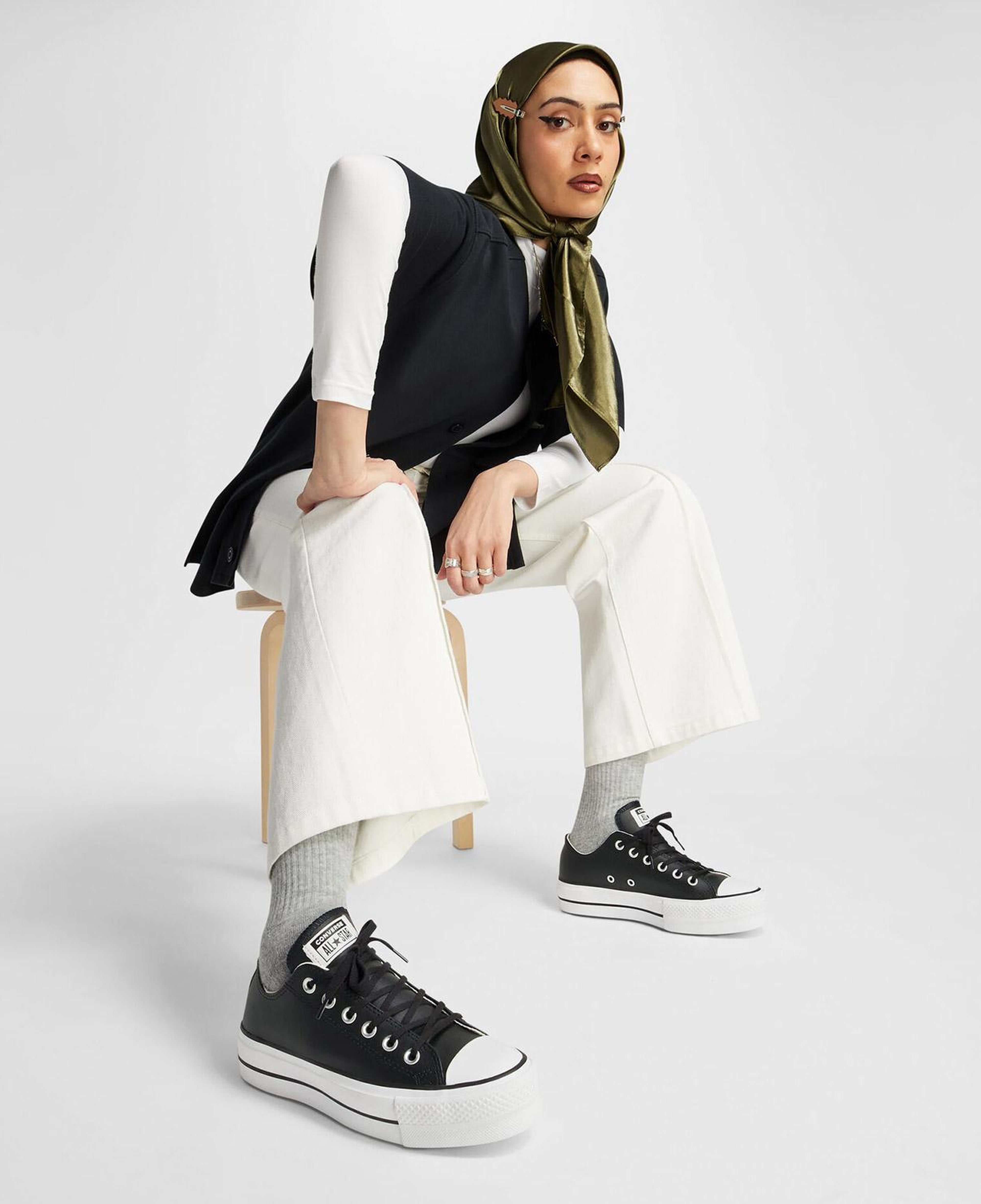 Converse Chuck Taylor All Star Lift Unisex Siyah Deri Platform Sneaker