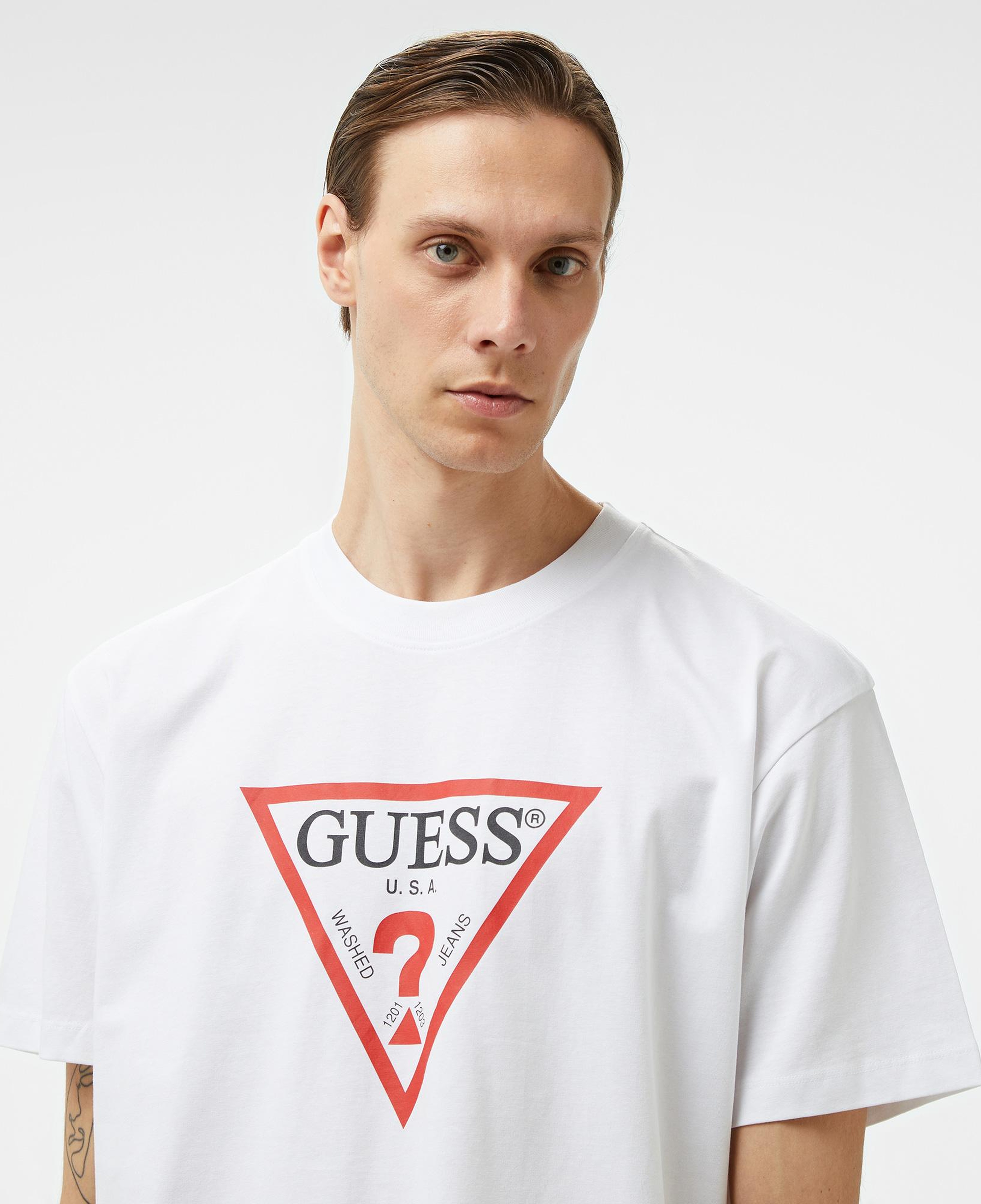 Guess Iconic Organic Heavy Erkek Beyaz T-Shirt