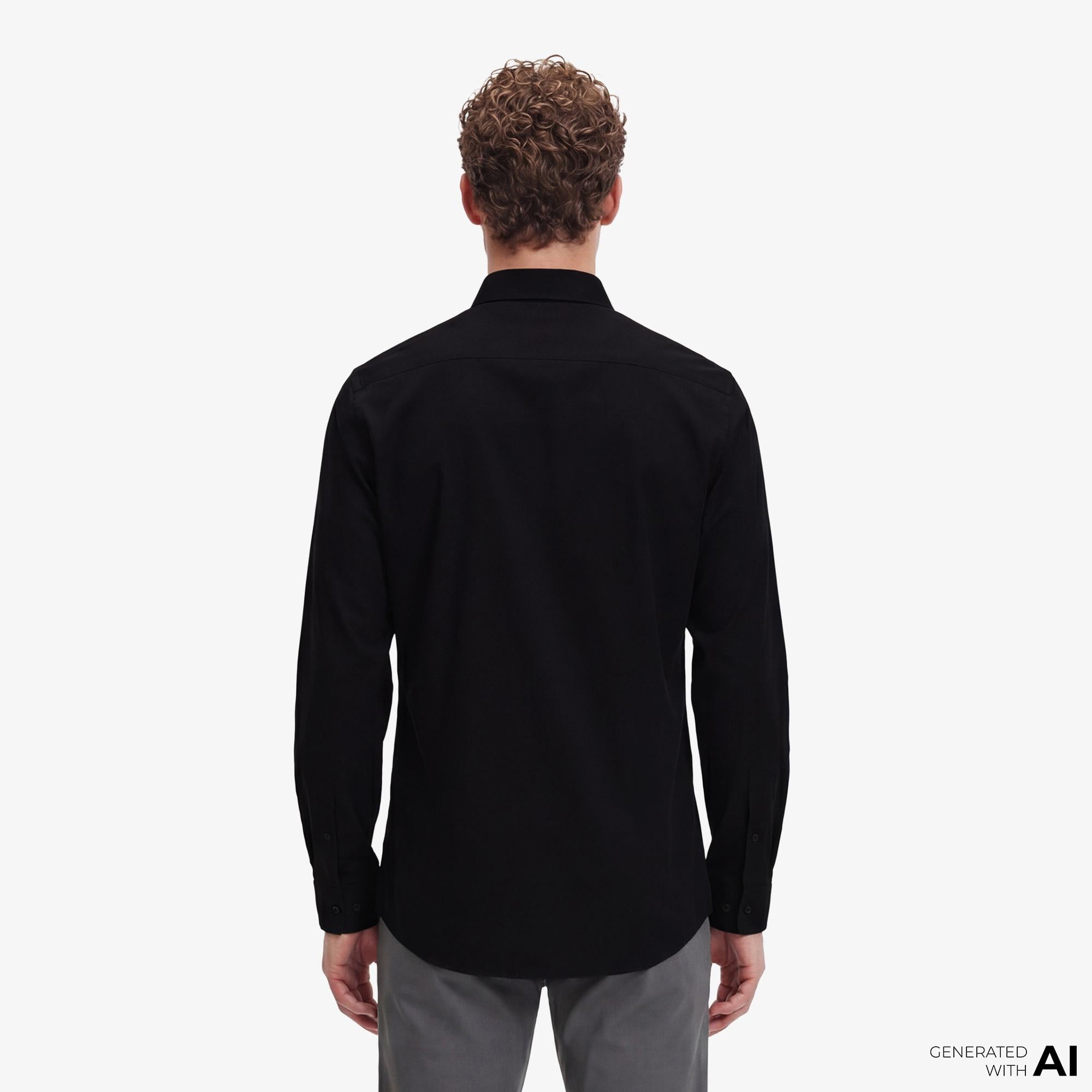 Calvin Klein Solid Stretch Classic Erkek Siyah Gömlek