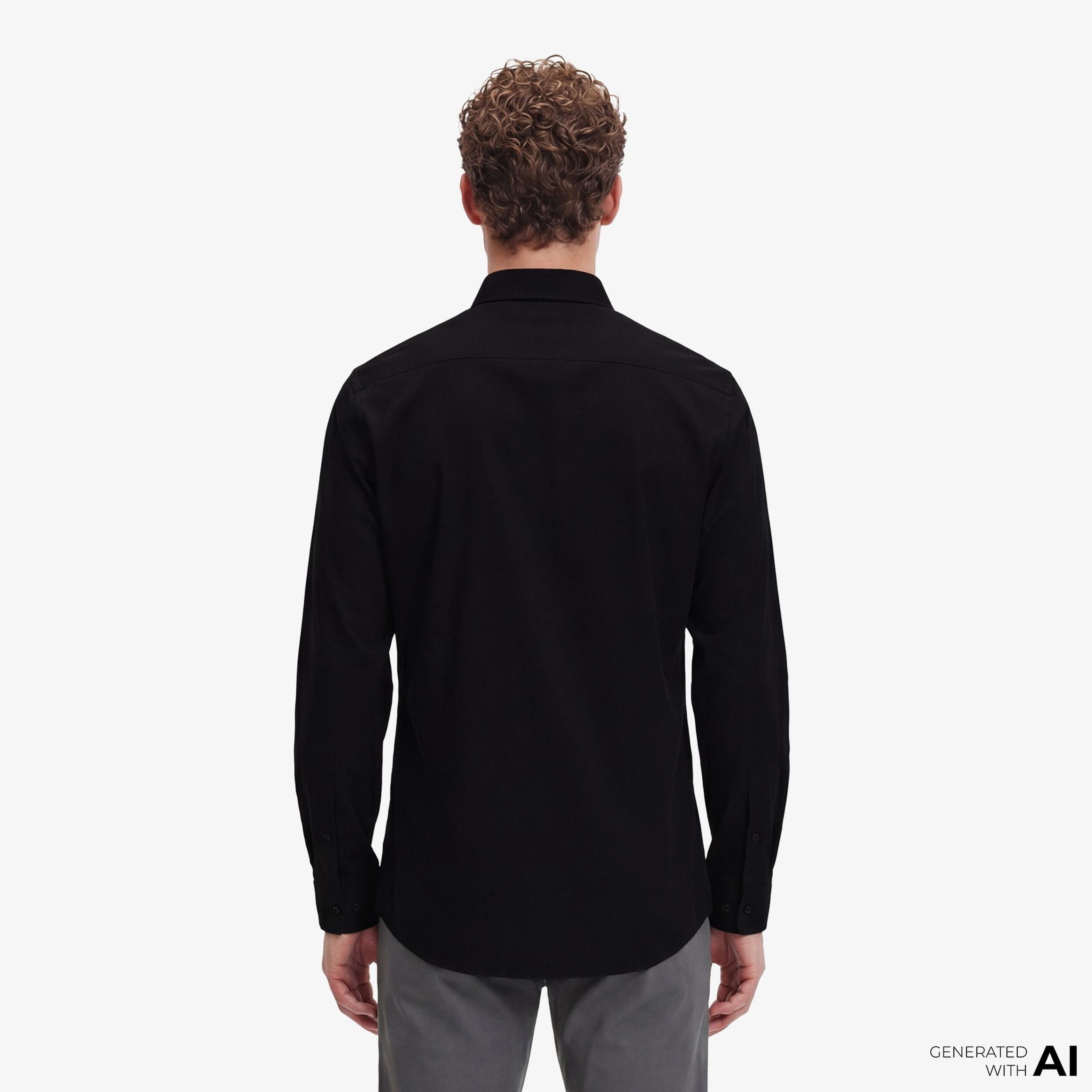 Calvin Klein Solid Stretch Classic Erkek Siyah Gömlek