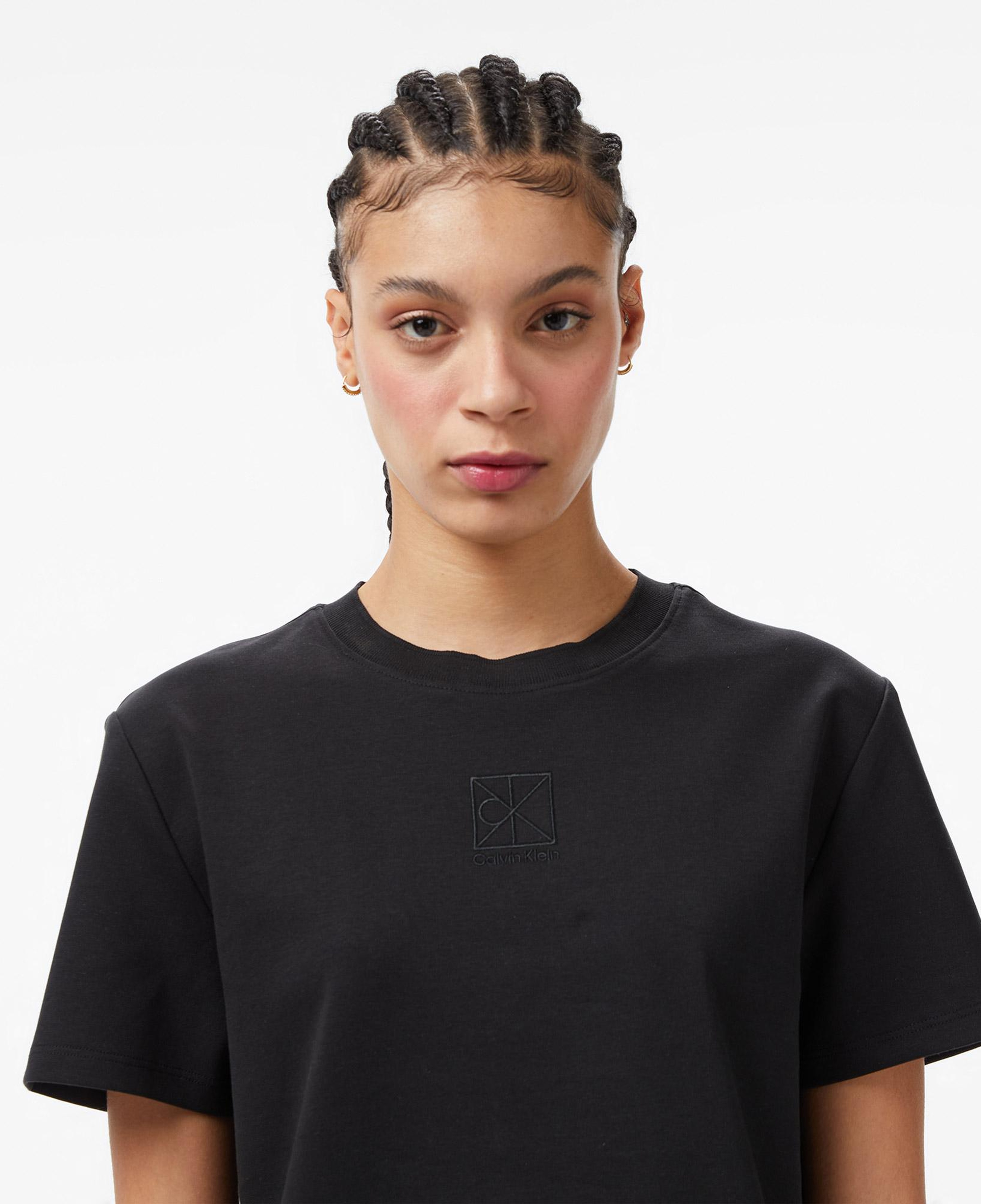 Calvin Klein Interlock Emblem Mock Kadın Siyah T-Shirt