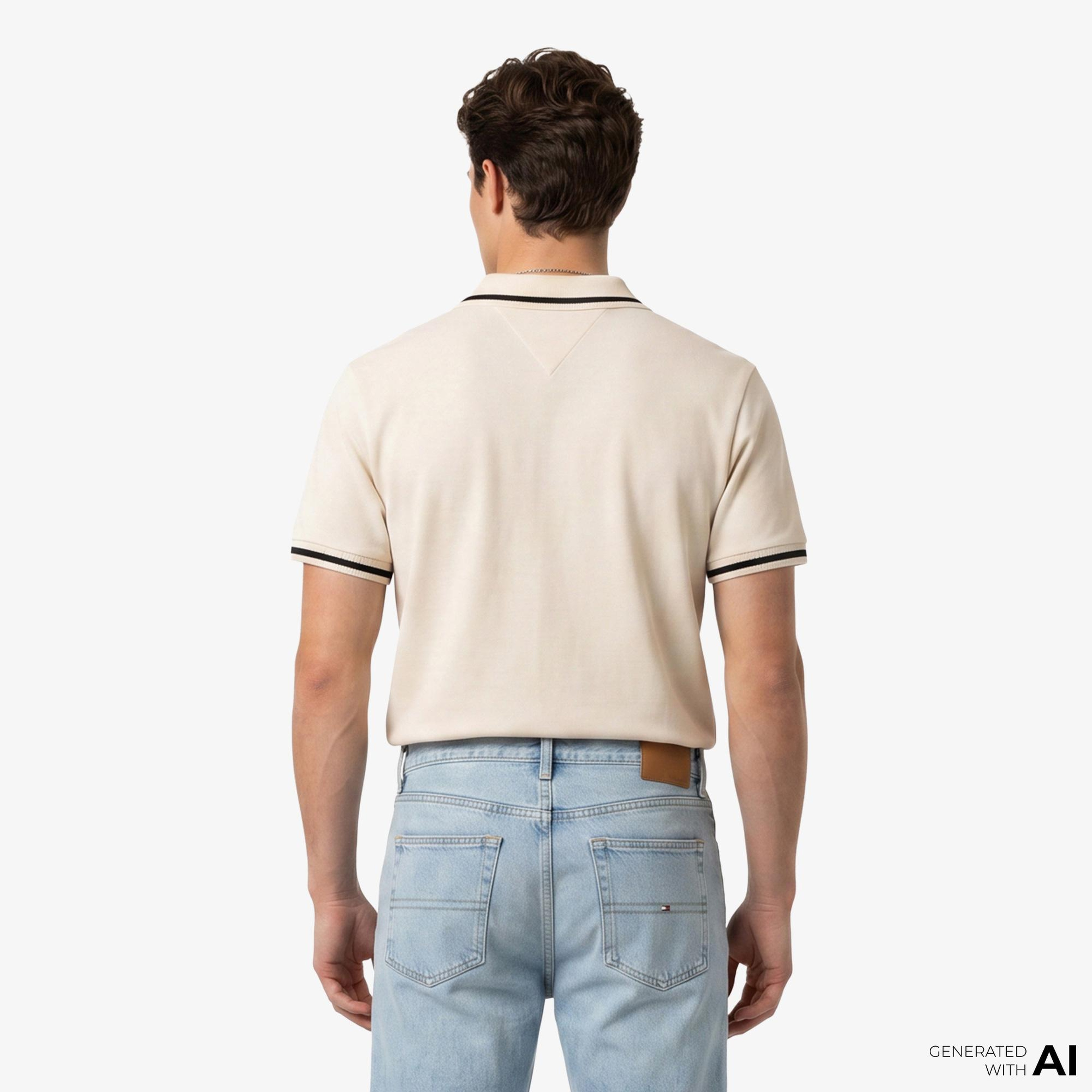 Tommy Hilfiger Country Club Erkek Krem Rengi Polo Yaka T-Shirt