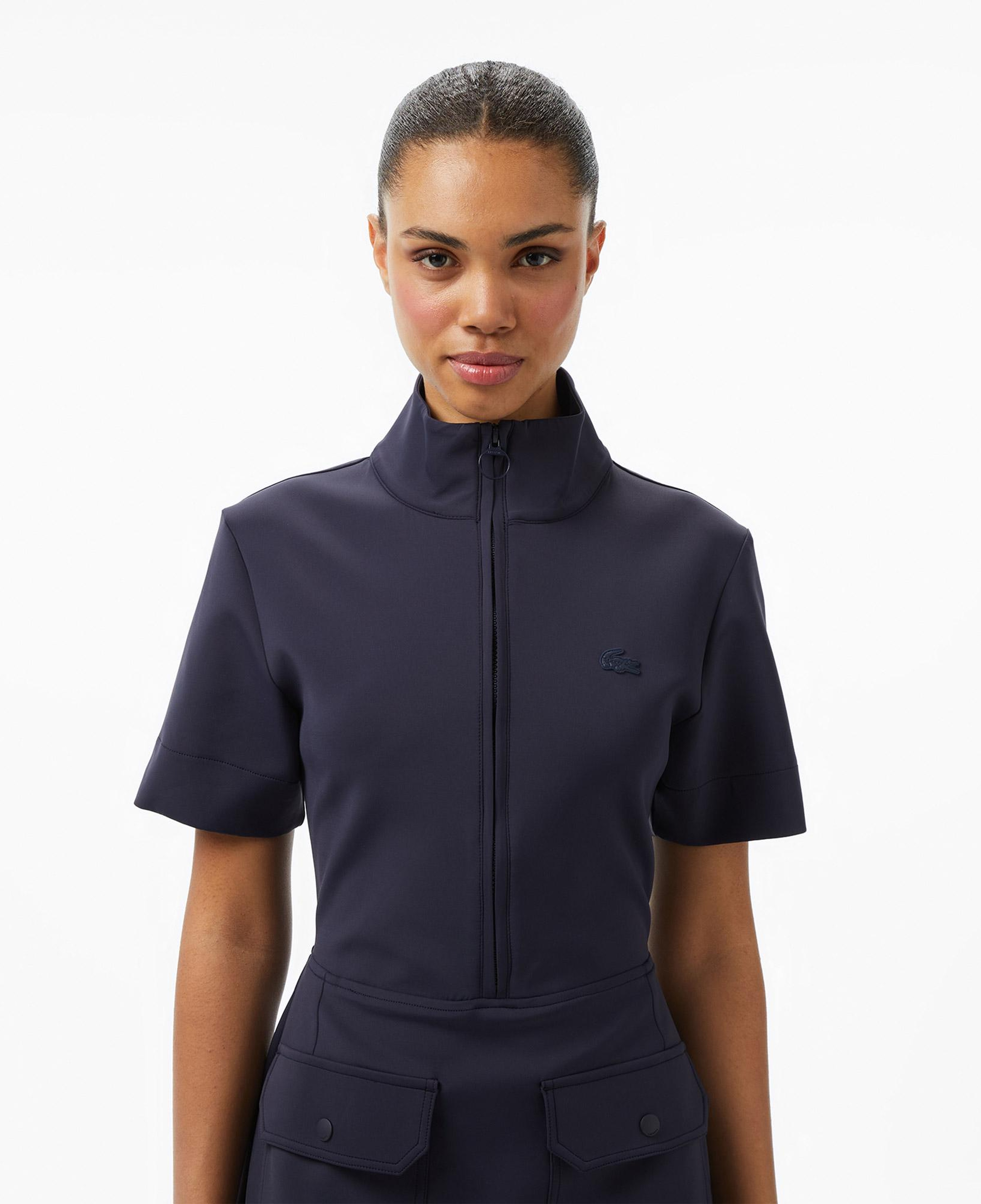 Lacoste Kadın Classic Fit Kısa Kollu Dik Yaka Koyu Mavi Elbise