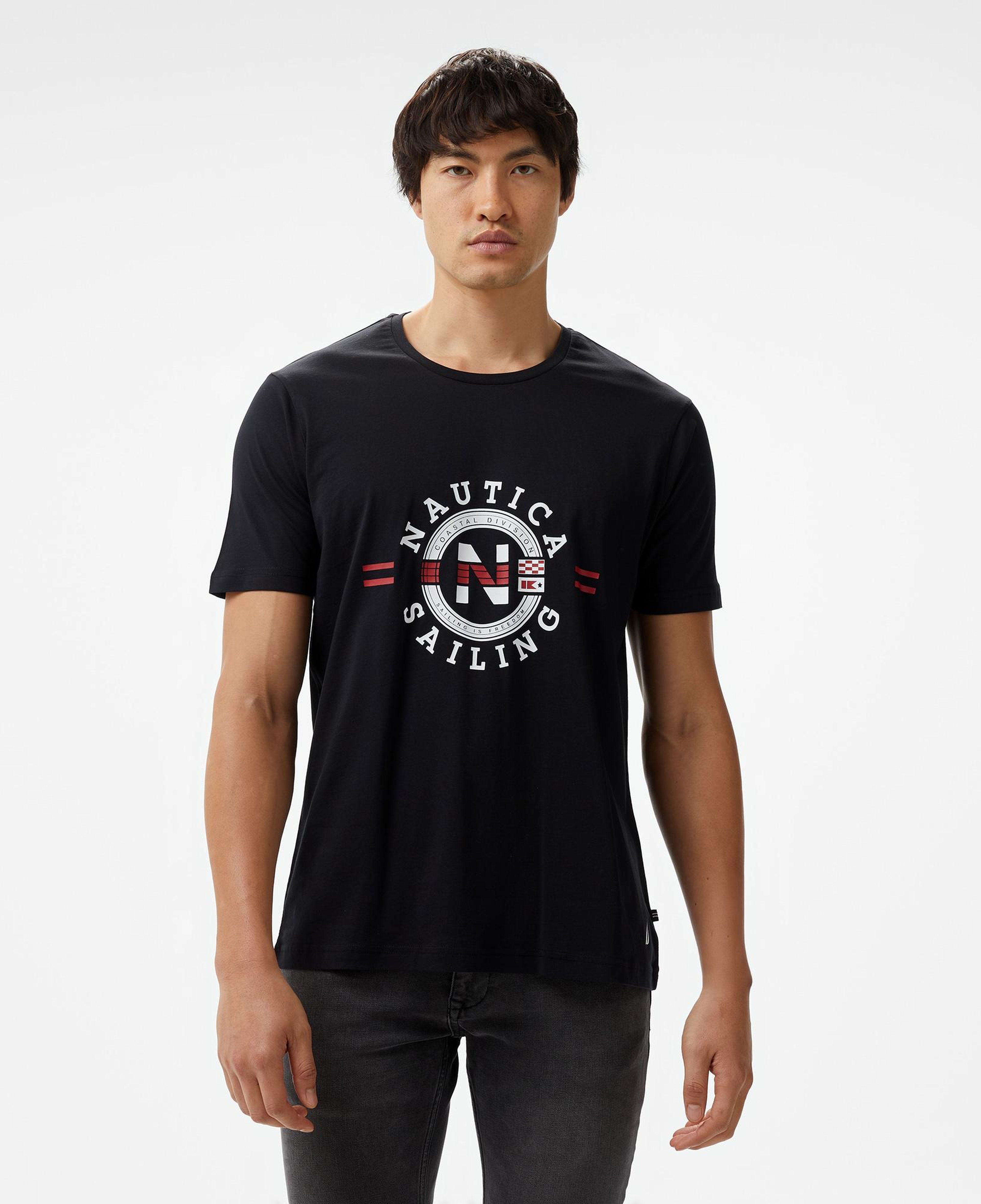 Nautica Erkek Siyah Standart Fit Kısa Kollu Baskılı T-Shirt