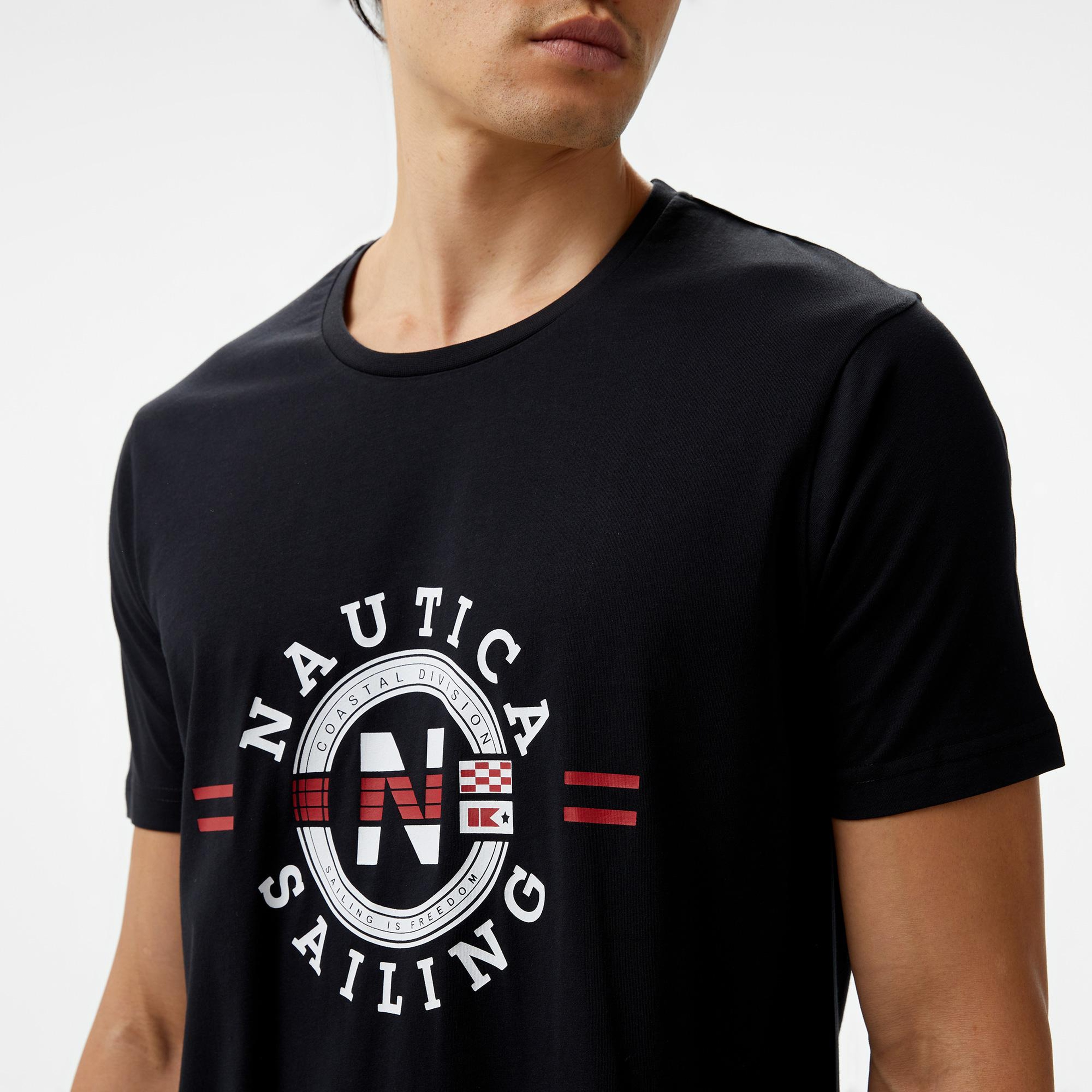 Nautica Erkek Siyah Standart Fit Kısa Kollu Baskılı T-Shirt