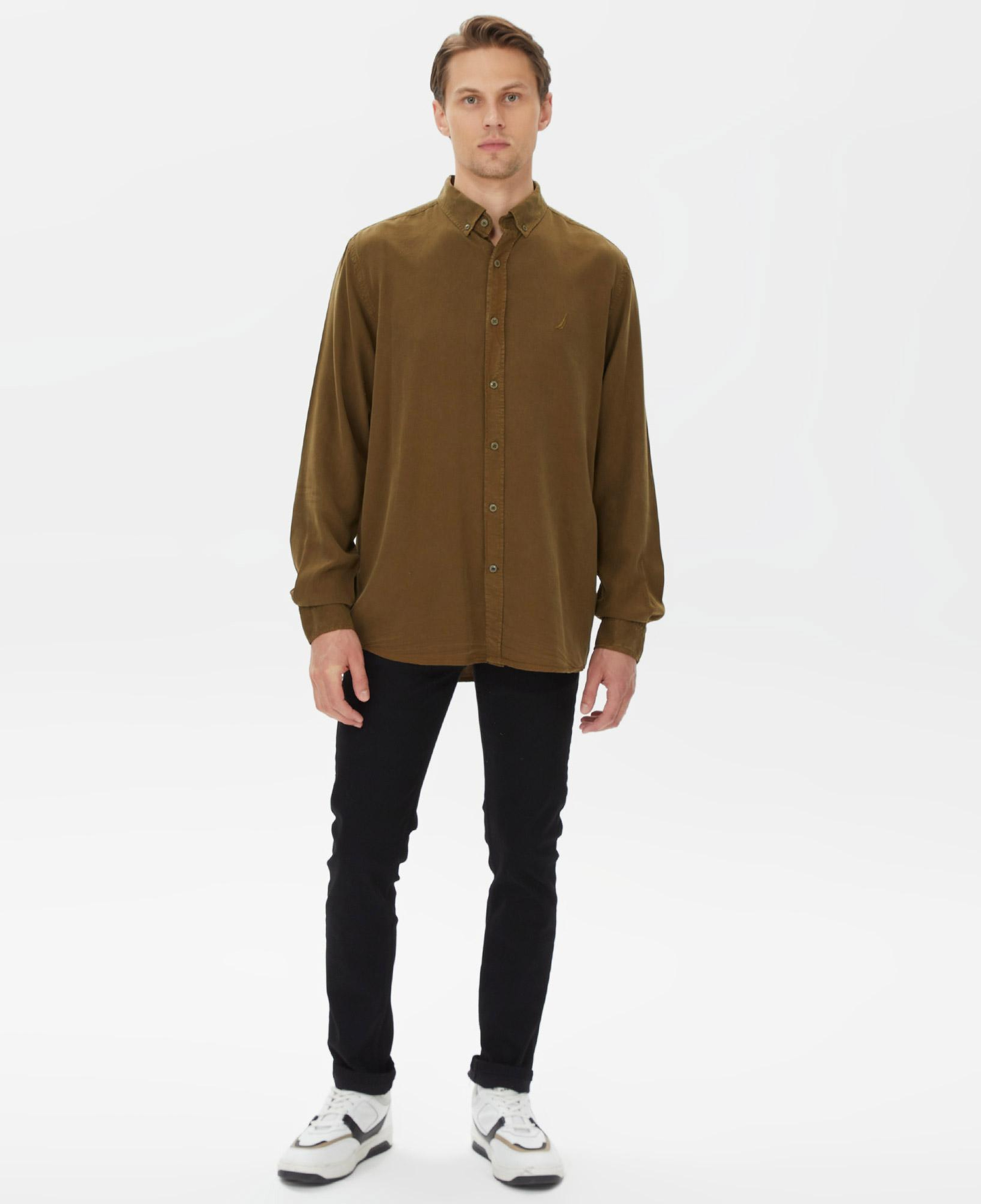 Nautica Erkek Kahverengi Classic Fit Gömlek