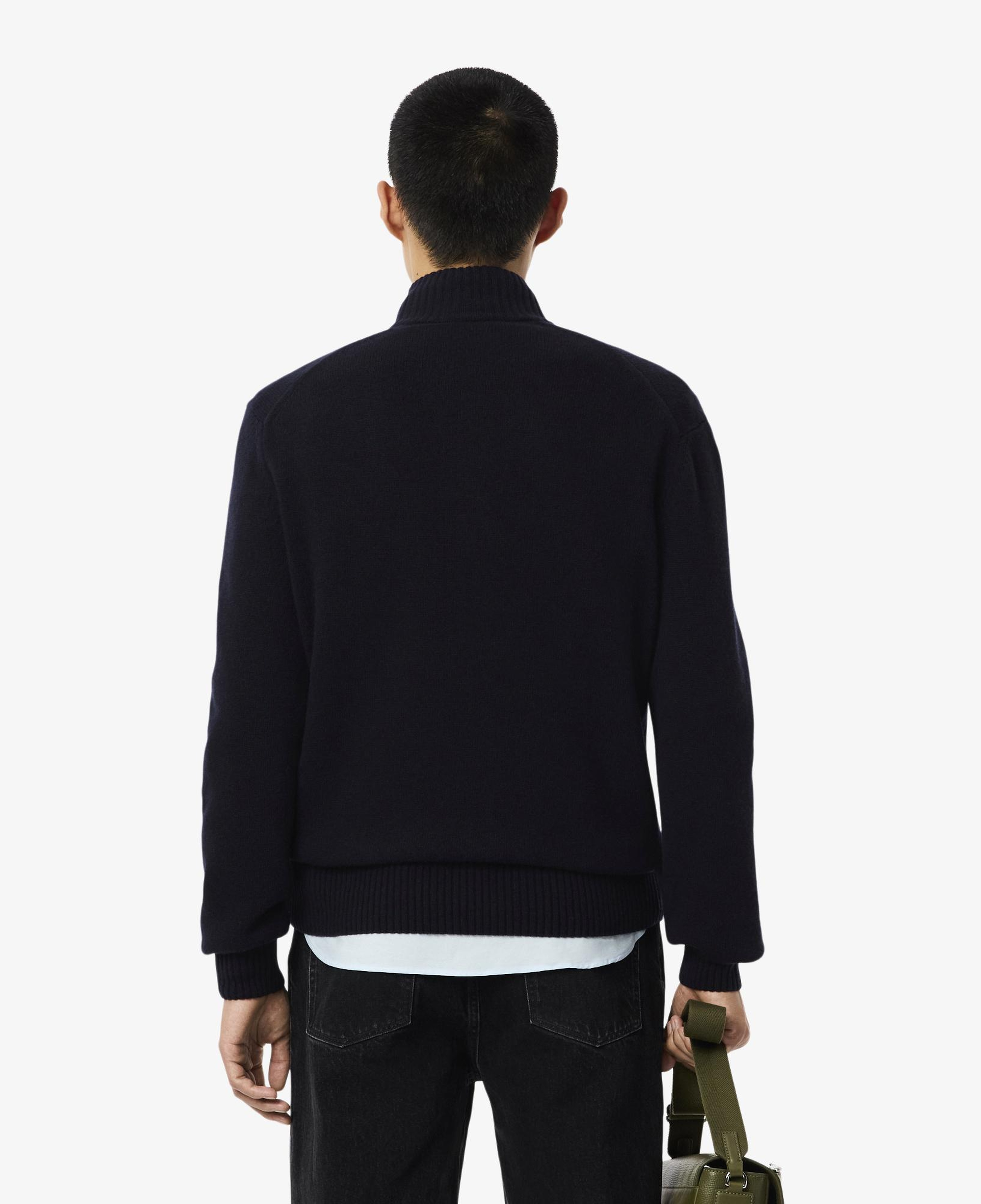 Lacoste Erkek Classic Fit Yarım Fermuarlı Yün Lacivert Kazak