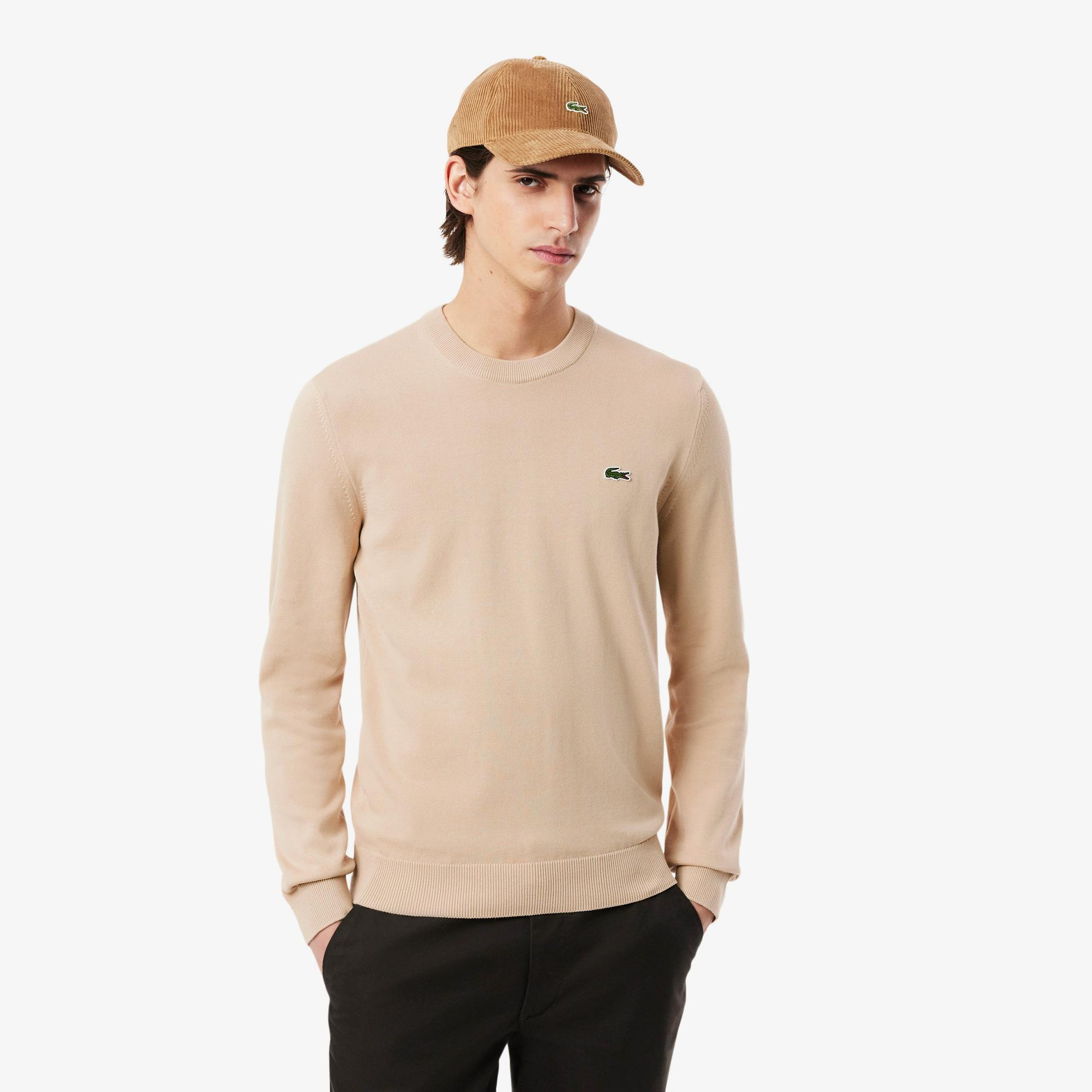Lacoste Erkek Regular Fit Bisiklet Yaka Krem Kazak