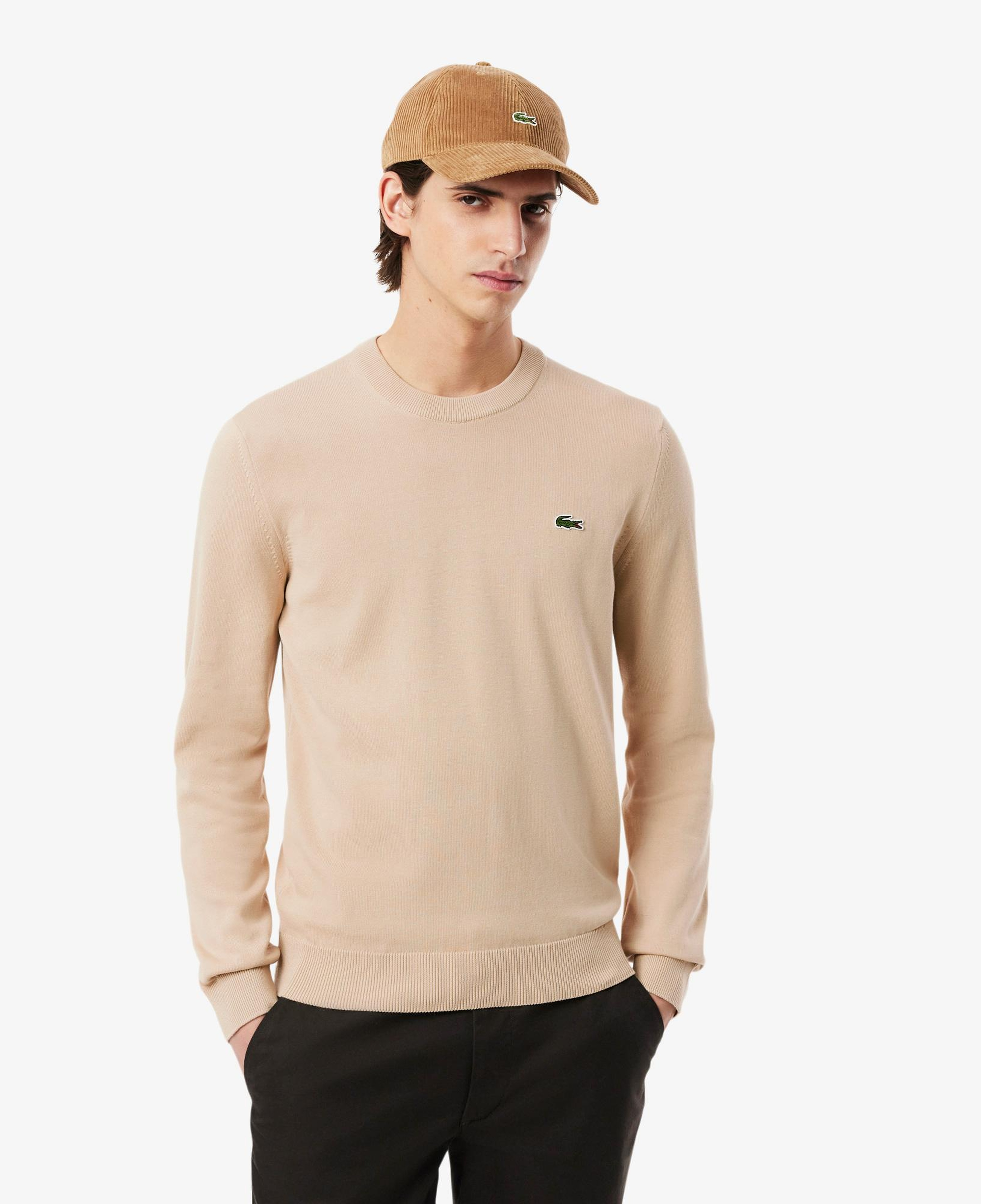 Lacoste Erkek Regular Fit Bisiklet Yaka Krem Kazak