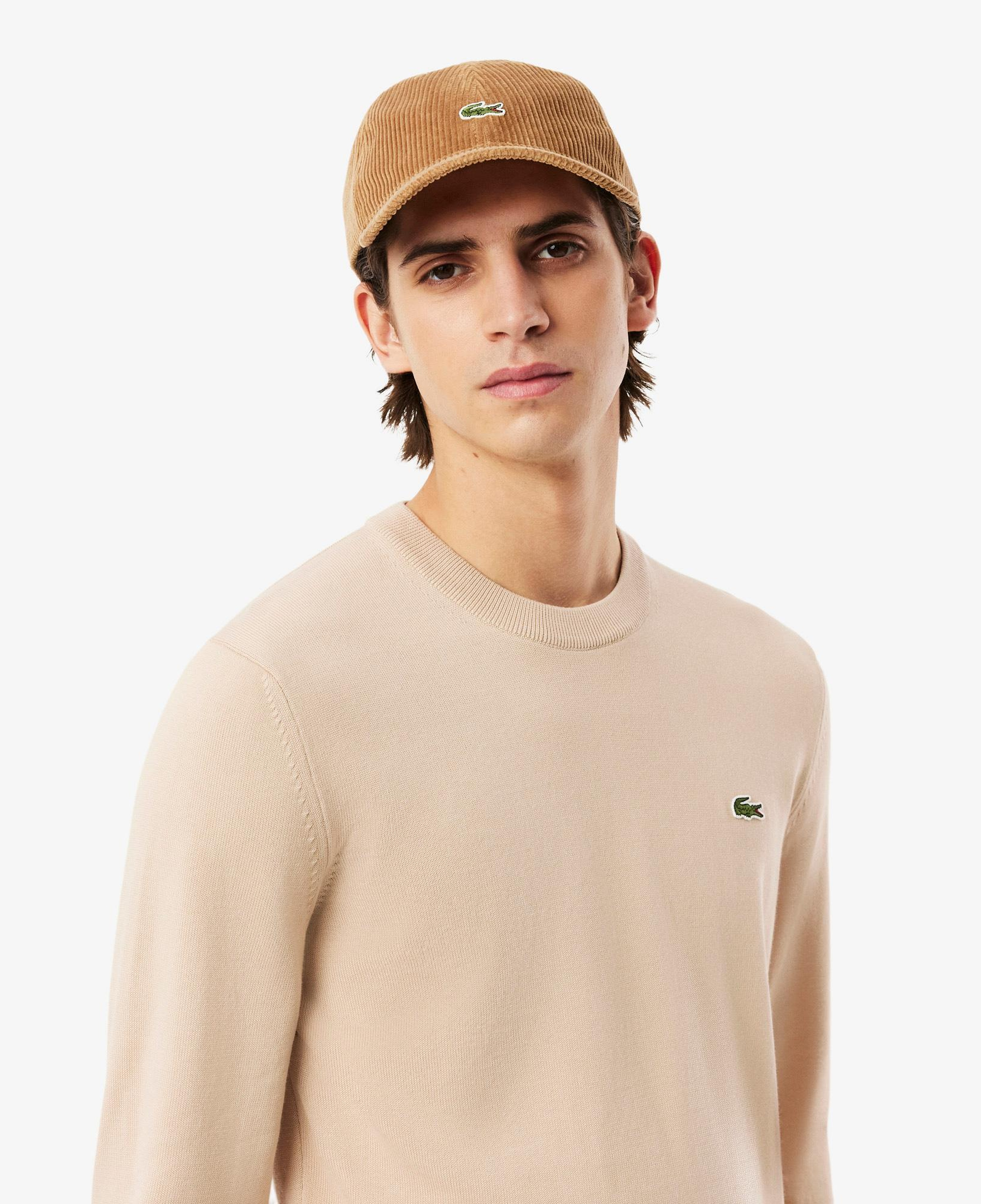 Lacoste Erkek Regular Fit Bisiklet Yaka Krem Kazak