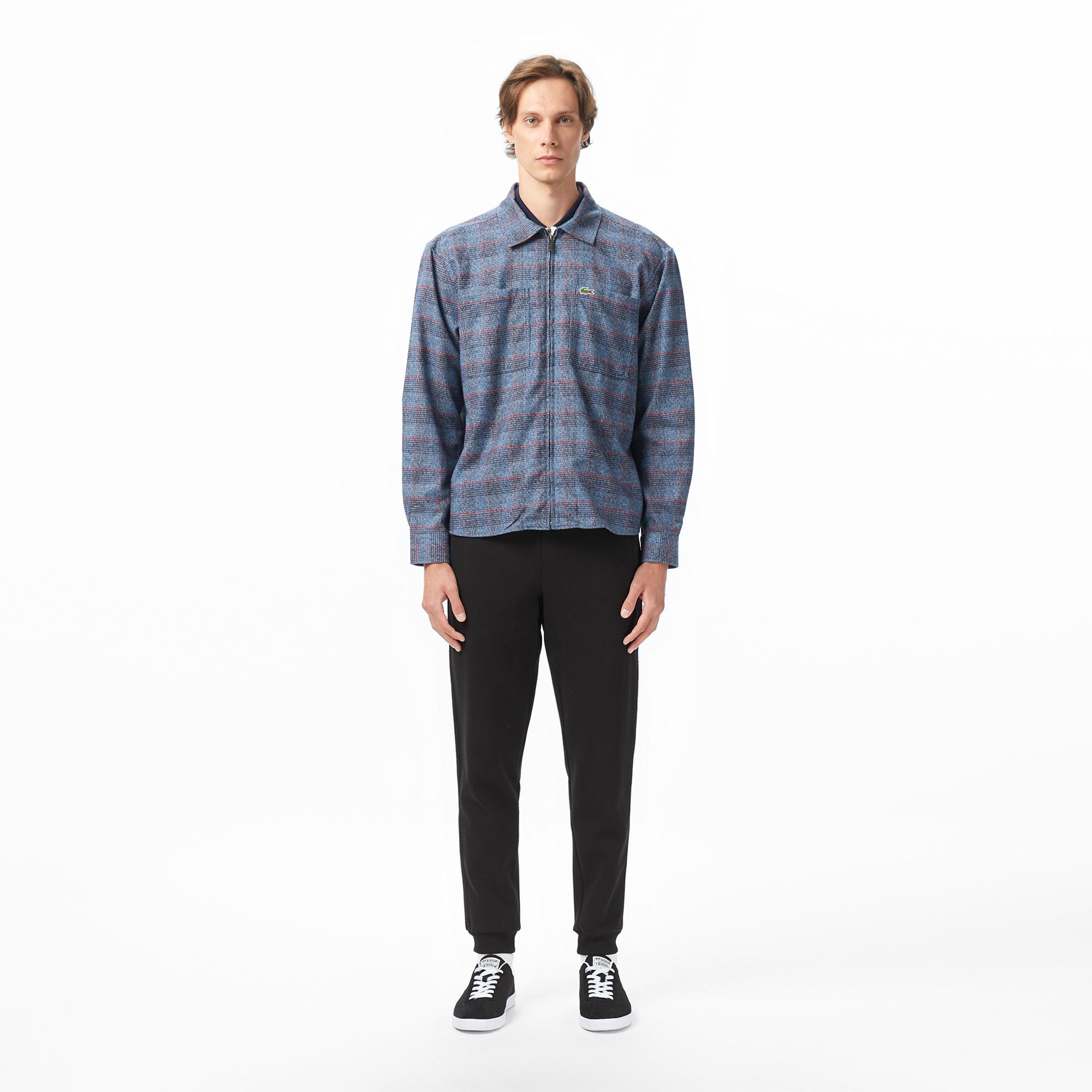 Lacoste Erkek Relaxed Fit Gömlek Yaka Ekose Lacivert Ceket