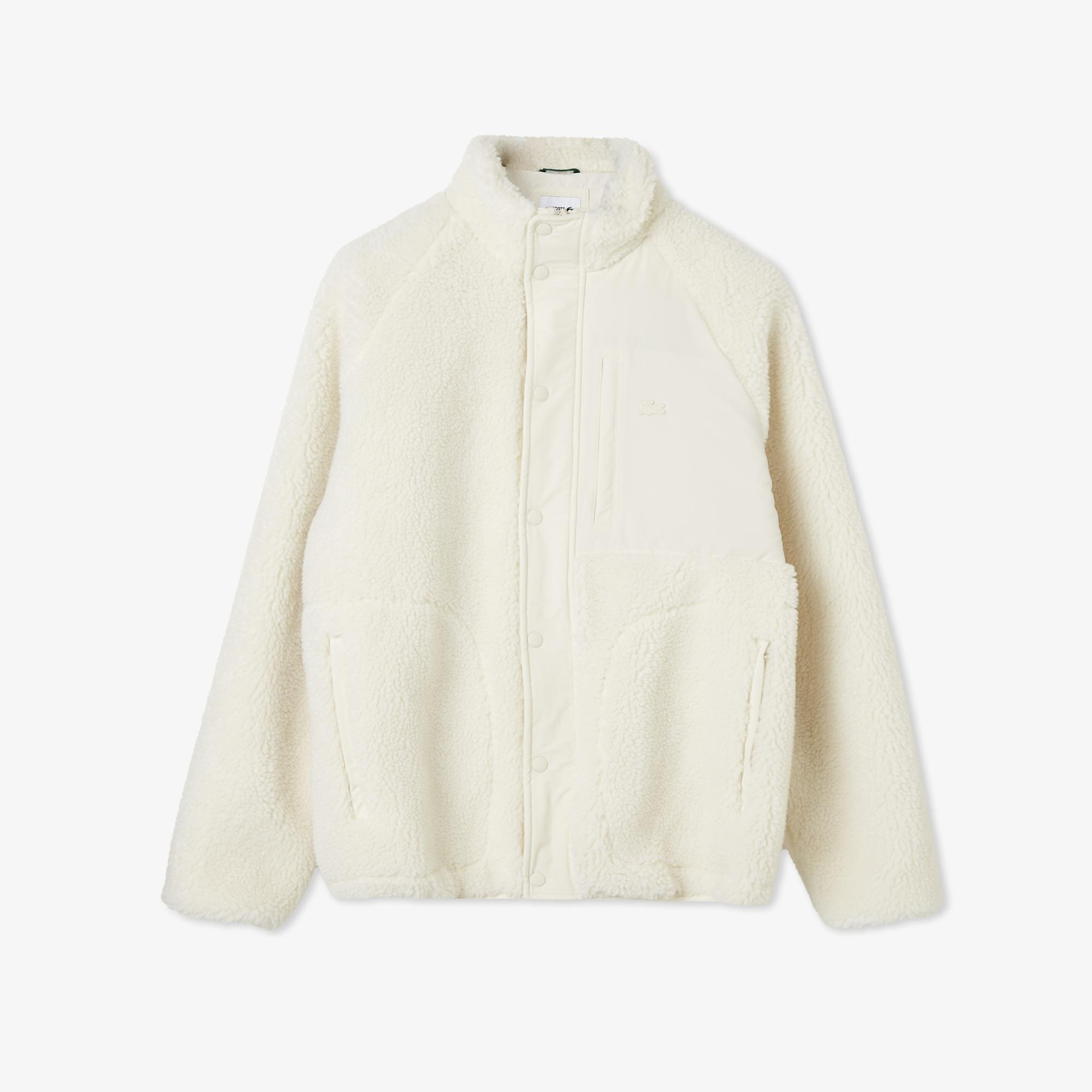 Lacoste Erkek Dik Yaka Renk Bloklu Beyaz Ceket