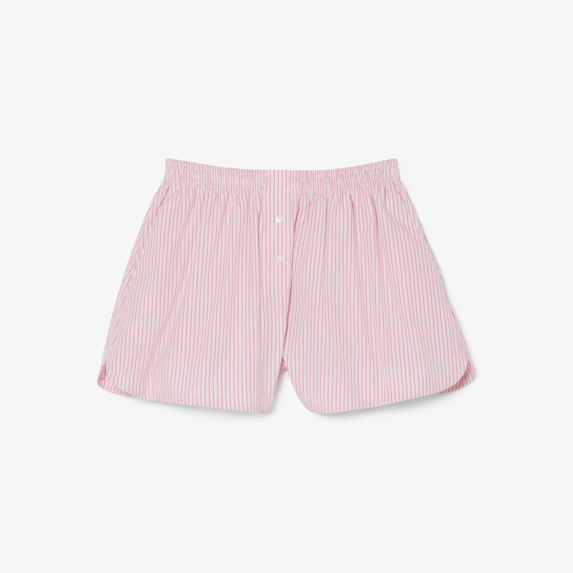 Lacoste Kadın Loose Fit Çizgili Pembe Şort