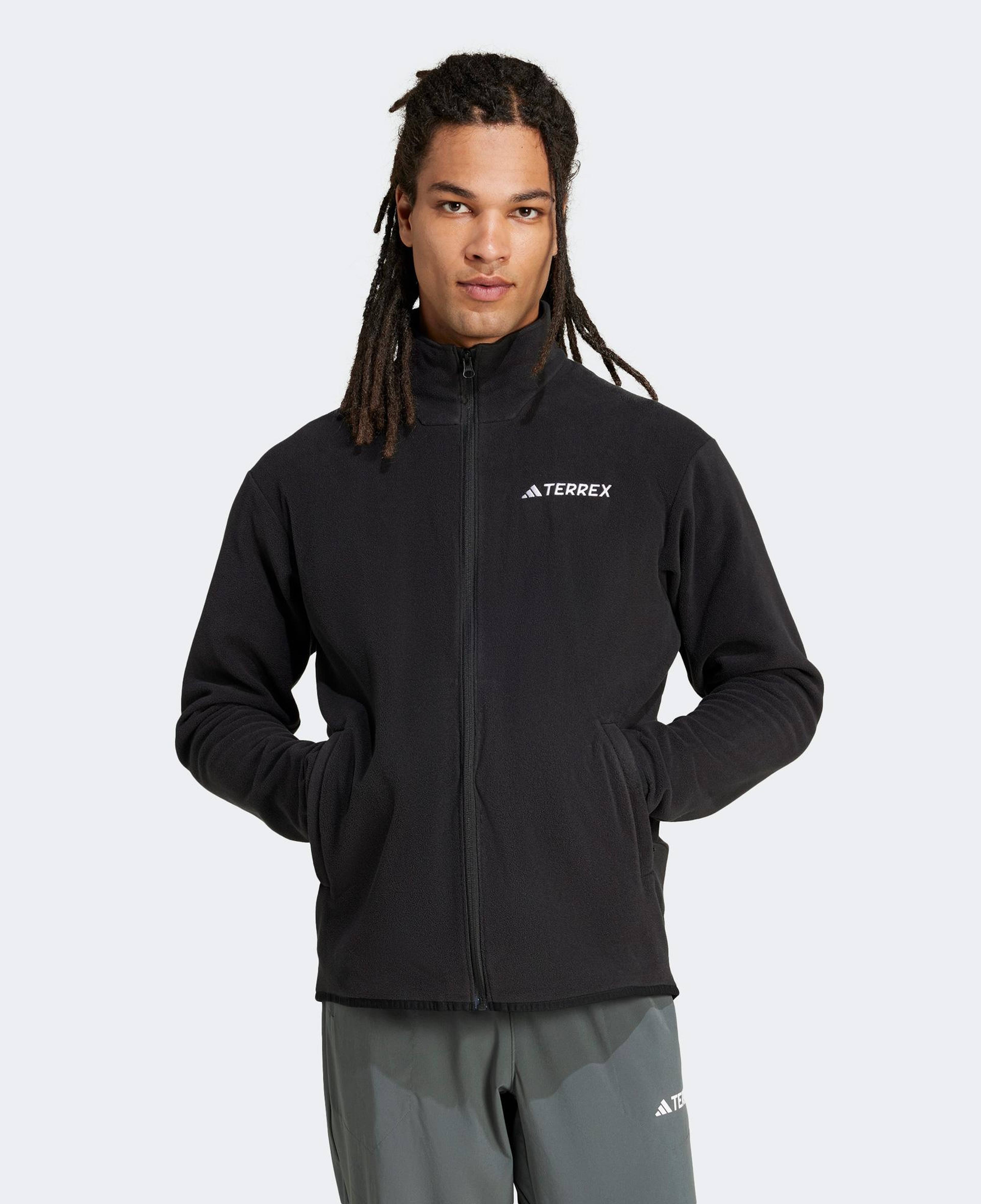 adidas Mountain Essentials Full-Zip Fleece Erkek Siyah Polar