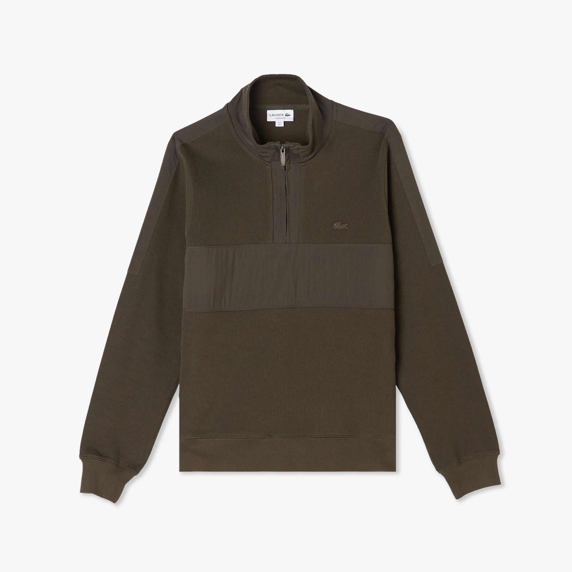 Lacoste Erkek Classic Fit Yarım Fermuarlı Haki Sweatshirt