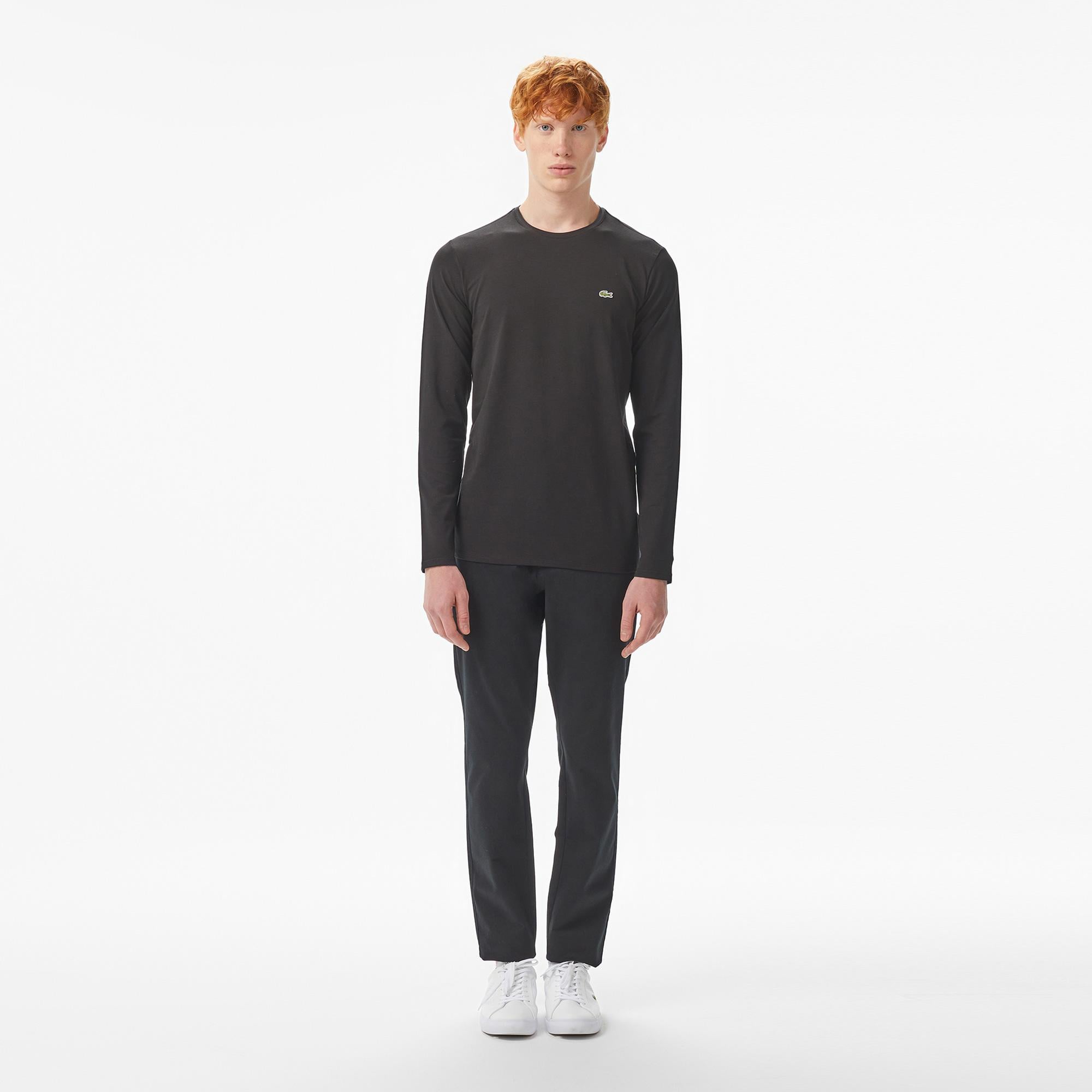 Lacoste Erkek Regular Fit Uzun Kollu Bisiklet Yaka Siyah T-Shirt
