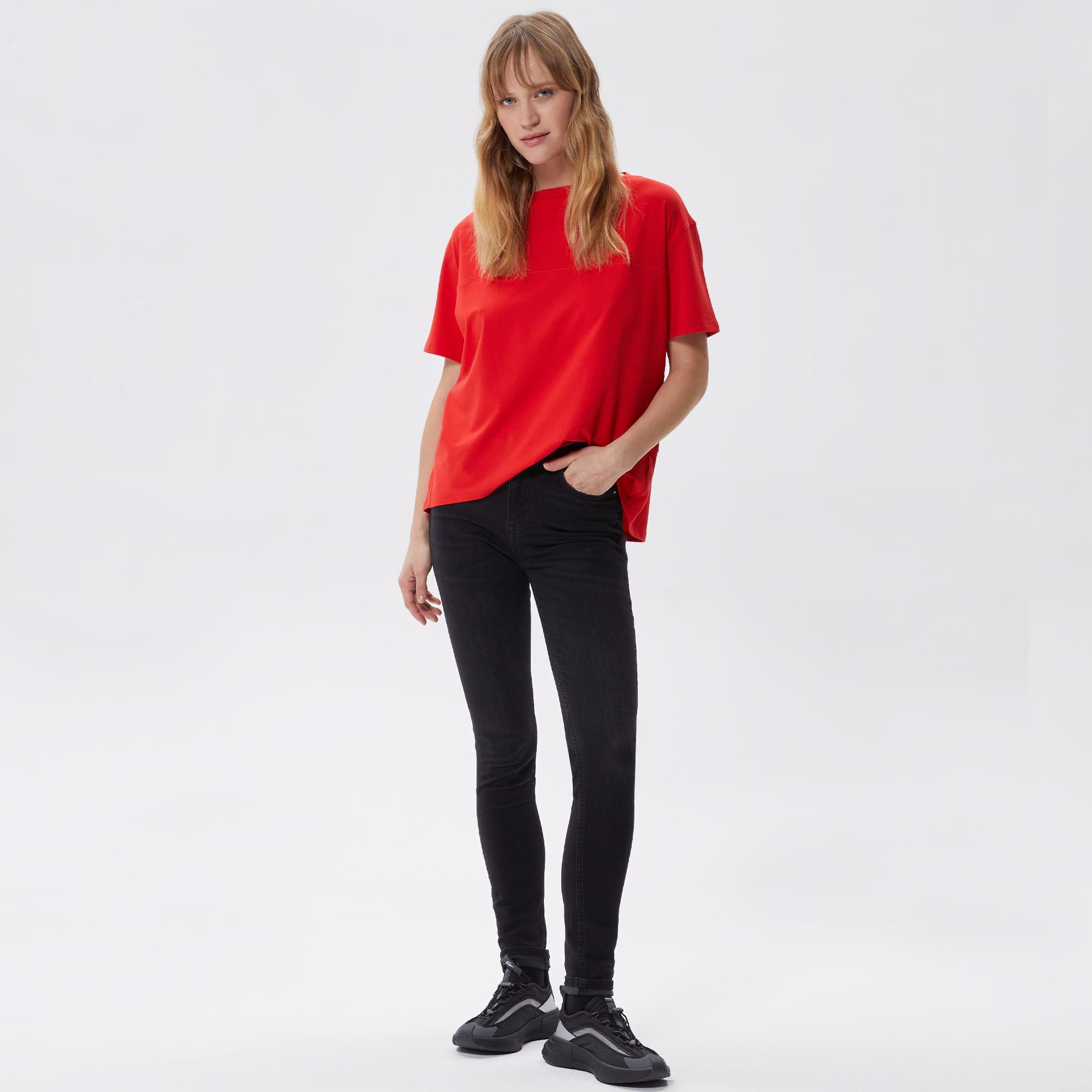 Lacoste Kadın Skinny Fit Denim Koyu Gri Pantolon