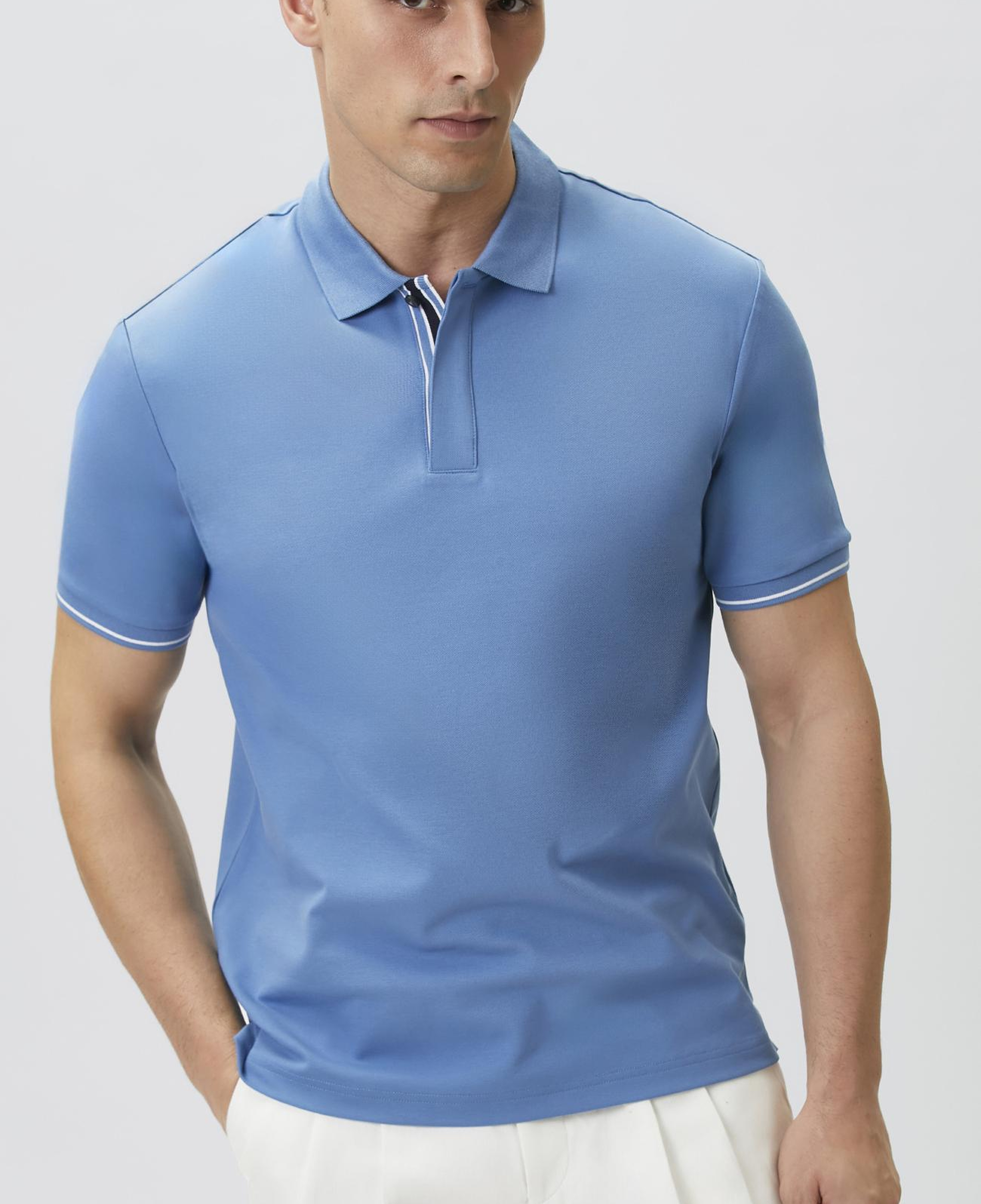 Network Erkek Mavi Polo Yaka Pike T-shirt