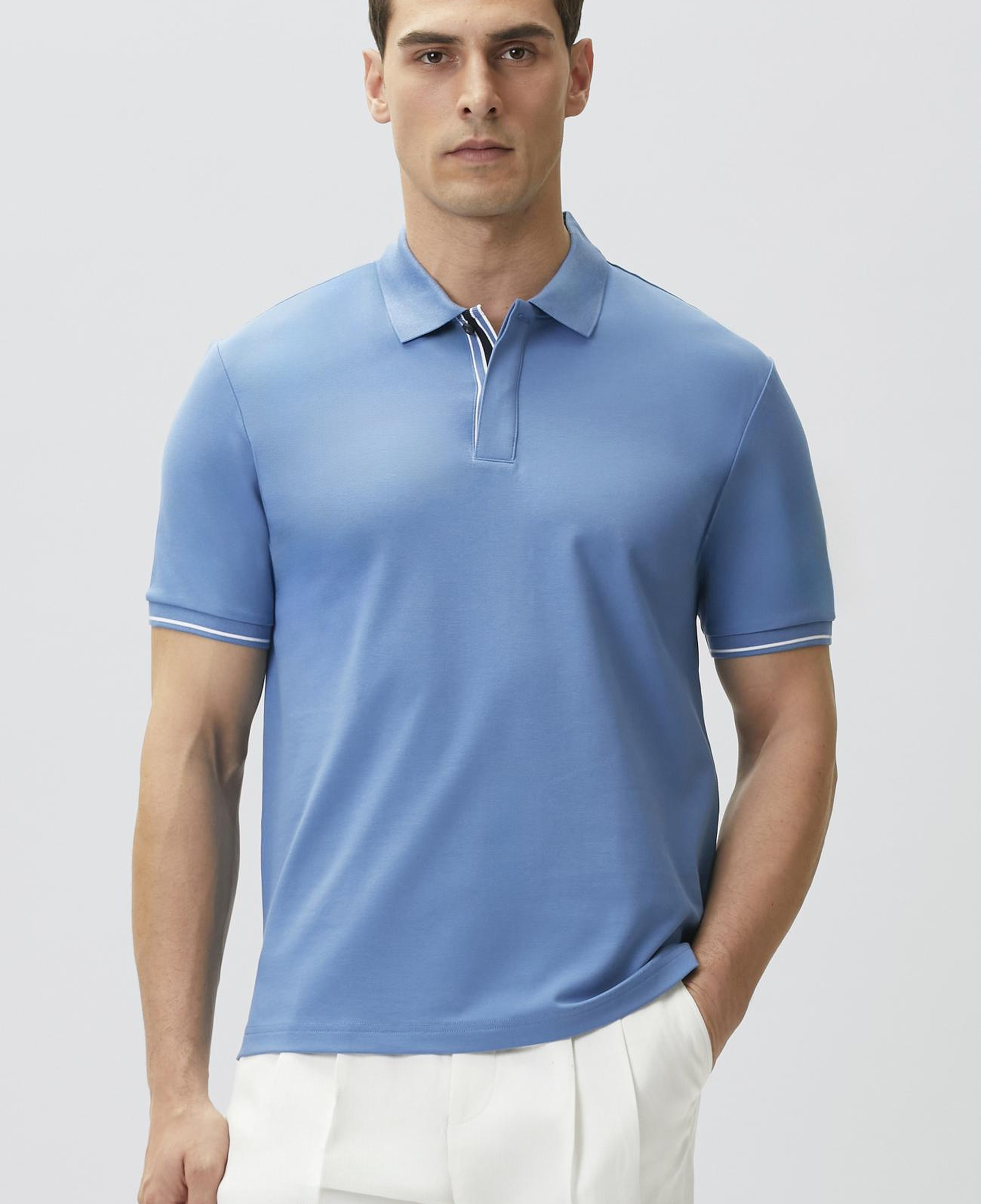 Network Erkek Mavi Polo Yaka Pike T-shirt