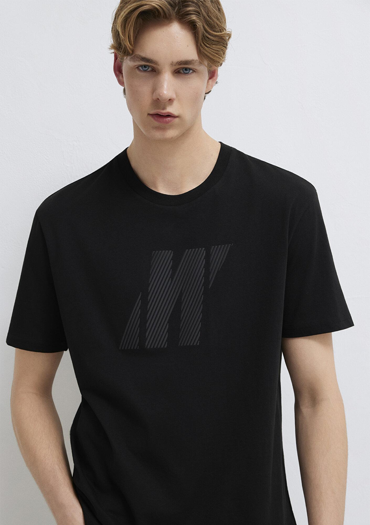 Mavi Mavi Pro Logo Baskılı Siyah Tişört Loose Fit / Bol Rahat Kesim 067034-900