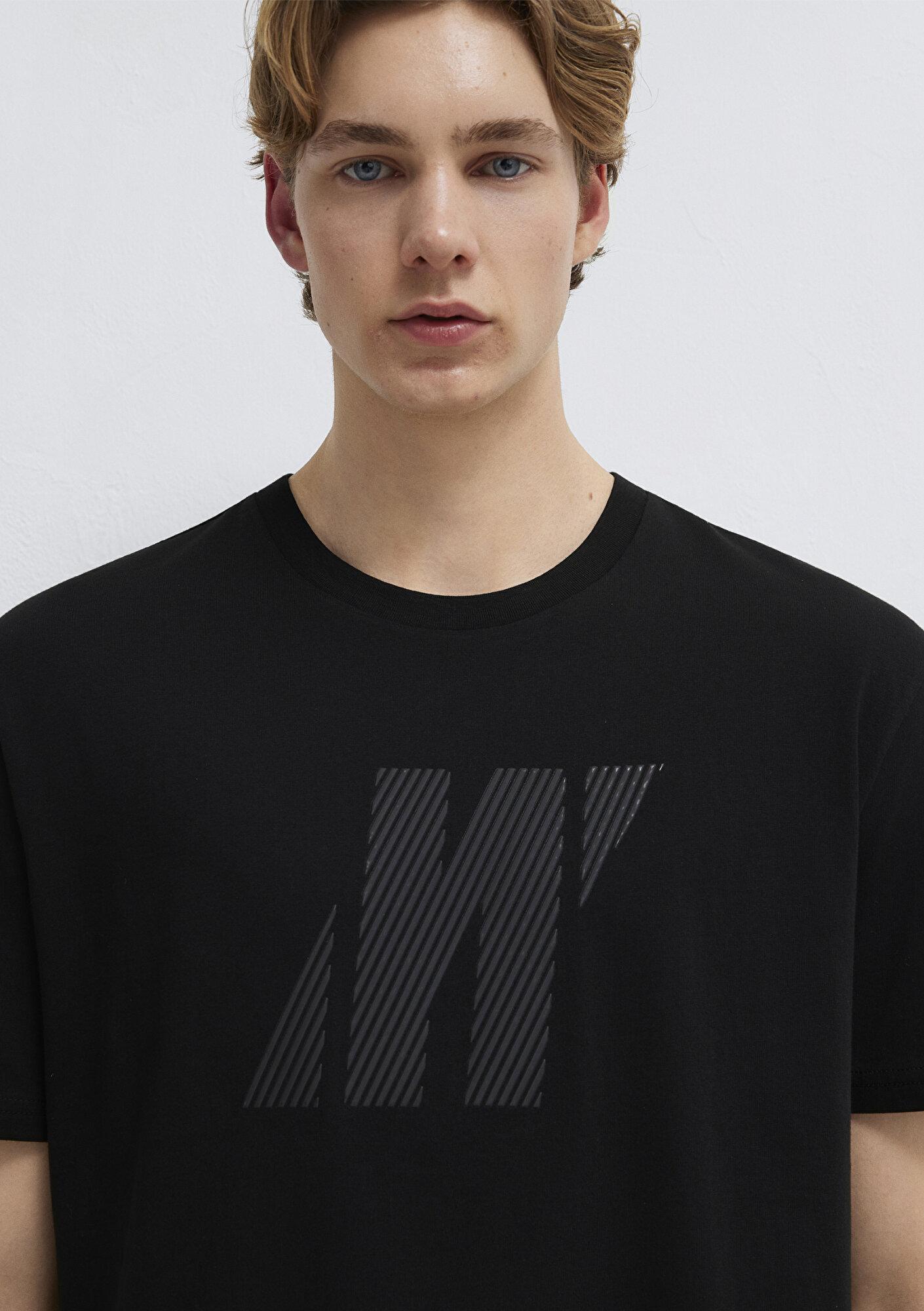 Mavi Mavi Pro Logo Baskılı Siyah Tişört Loose Fit / Bol Rahat Kesim 067034-900