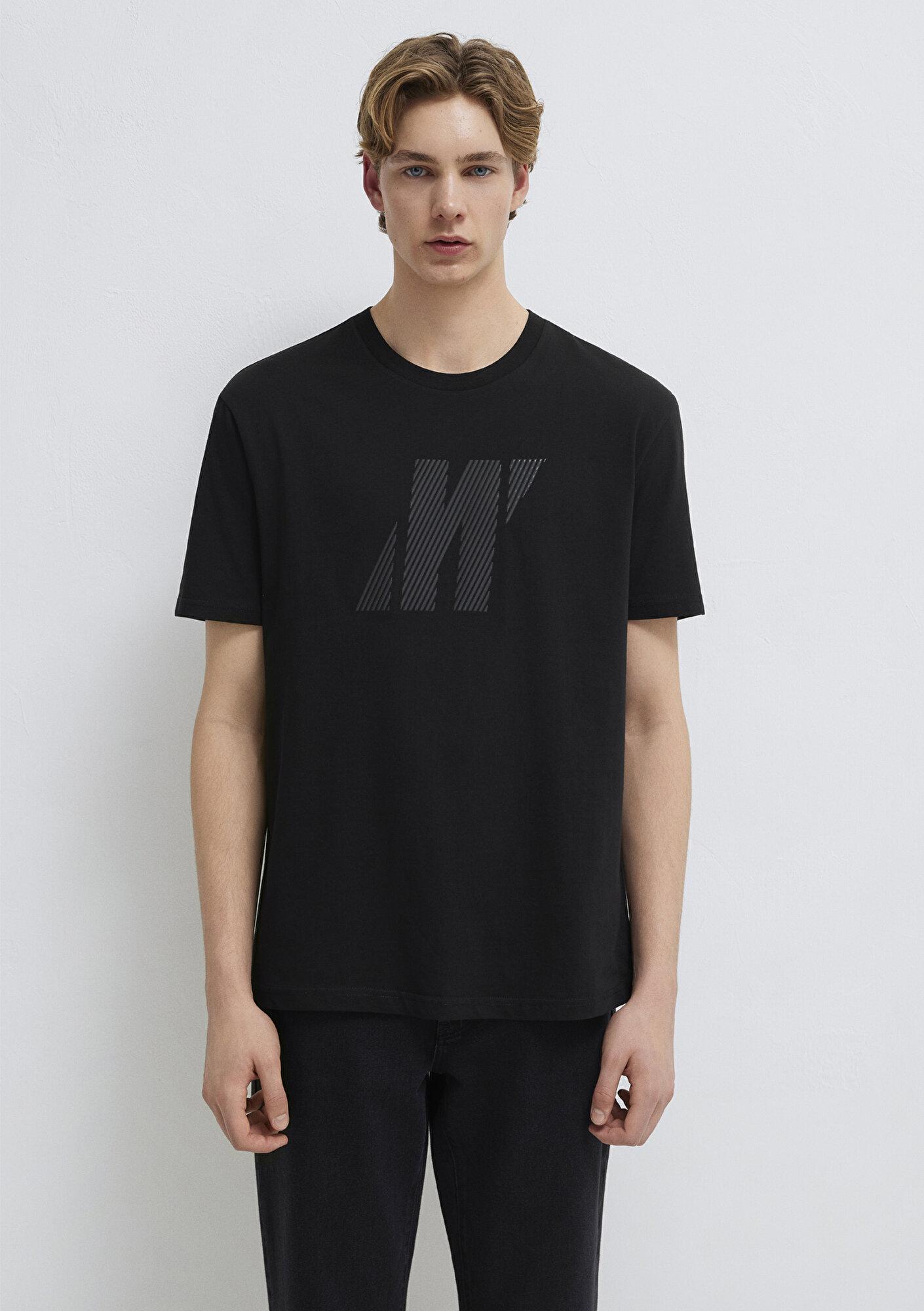 Mavi Mavi Pro Logo Baskılı Siyah Tişört Loose Fit / Bol Rahat Kesim 067034-900