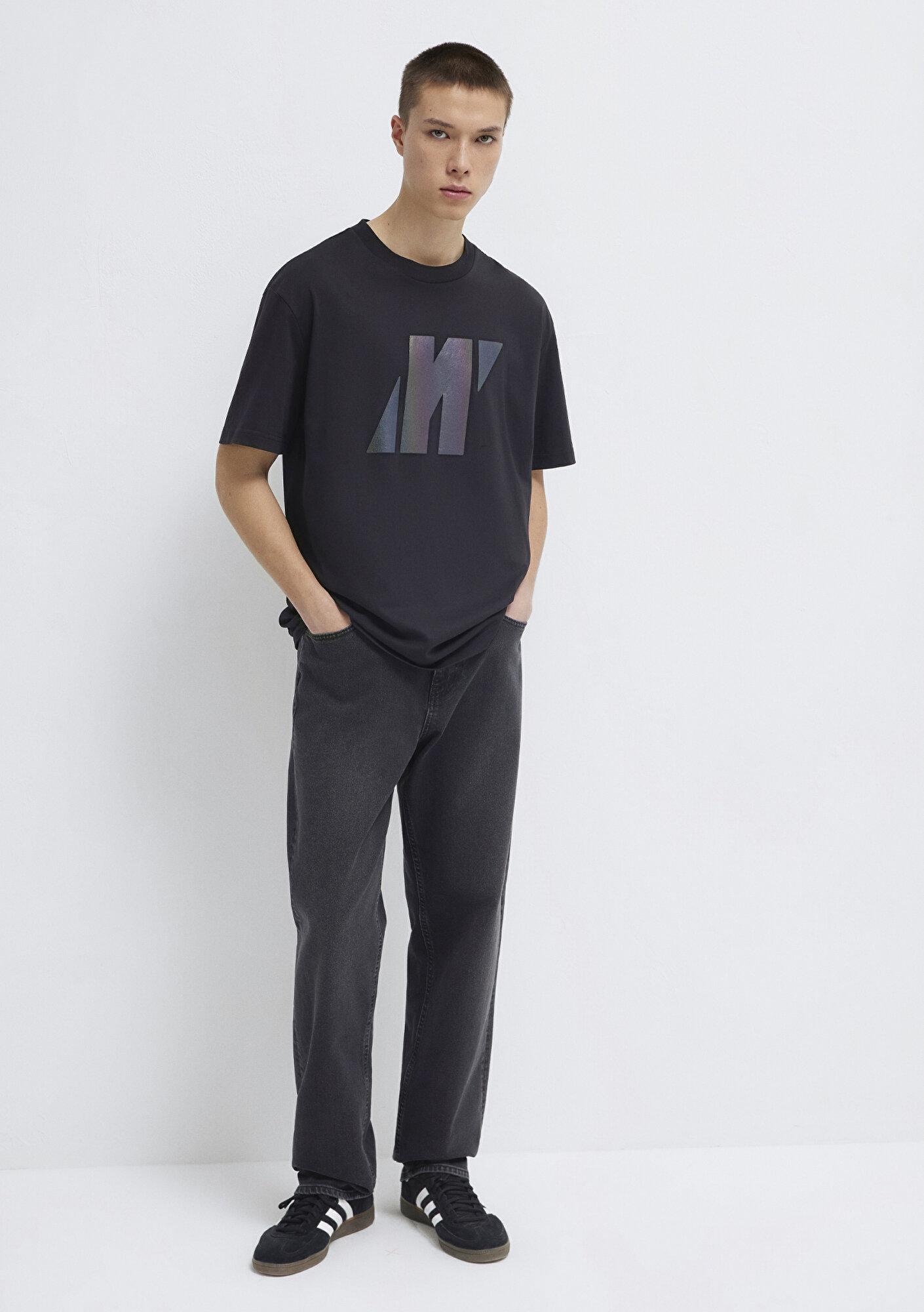 Mavi Mavi Pro Logo Baskılı Siyah Tişört Loose Fit / Bol Rahat Kesim 0613087-900