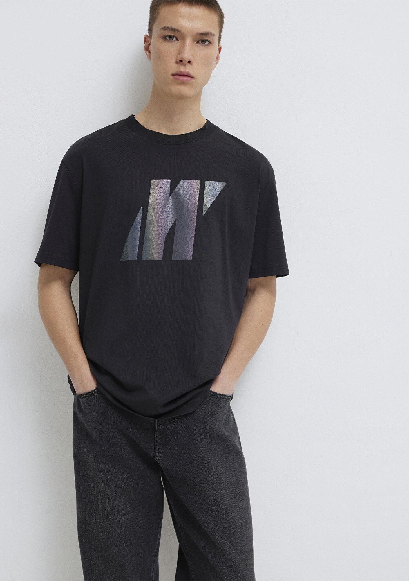 Mavi Mavi Pro Logo Baskılı Siyah Tişört Loose Fit / Bol Rahat Kesim 0613087-900