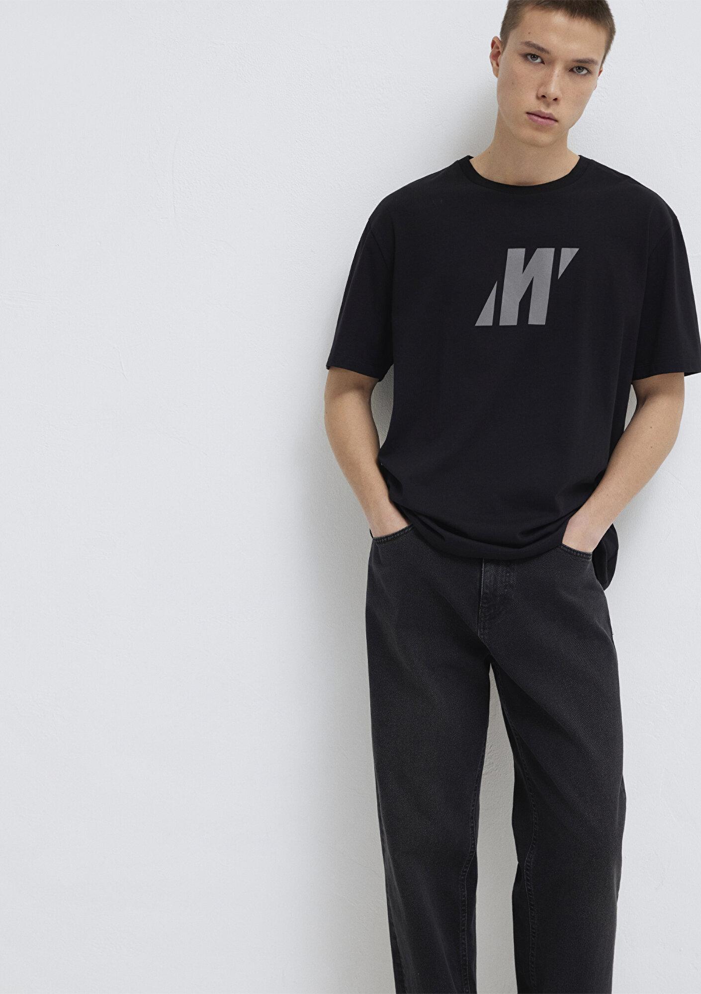 Mavi Mavi Pro Logo Reflektör Detaylı Siyah Tişört Loose Fit / Bol Rahat Kesim 0613092-900