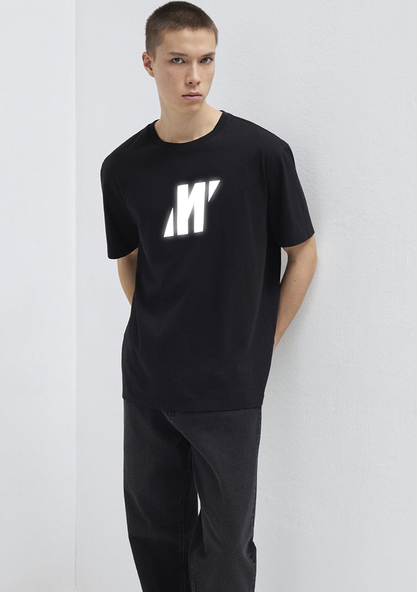 Mavi Mavi Pro Logo Reflektör Detaylı Siyah Tişört Loose Fit / Bol Rahat Kesim 0613092-900