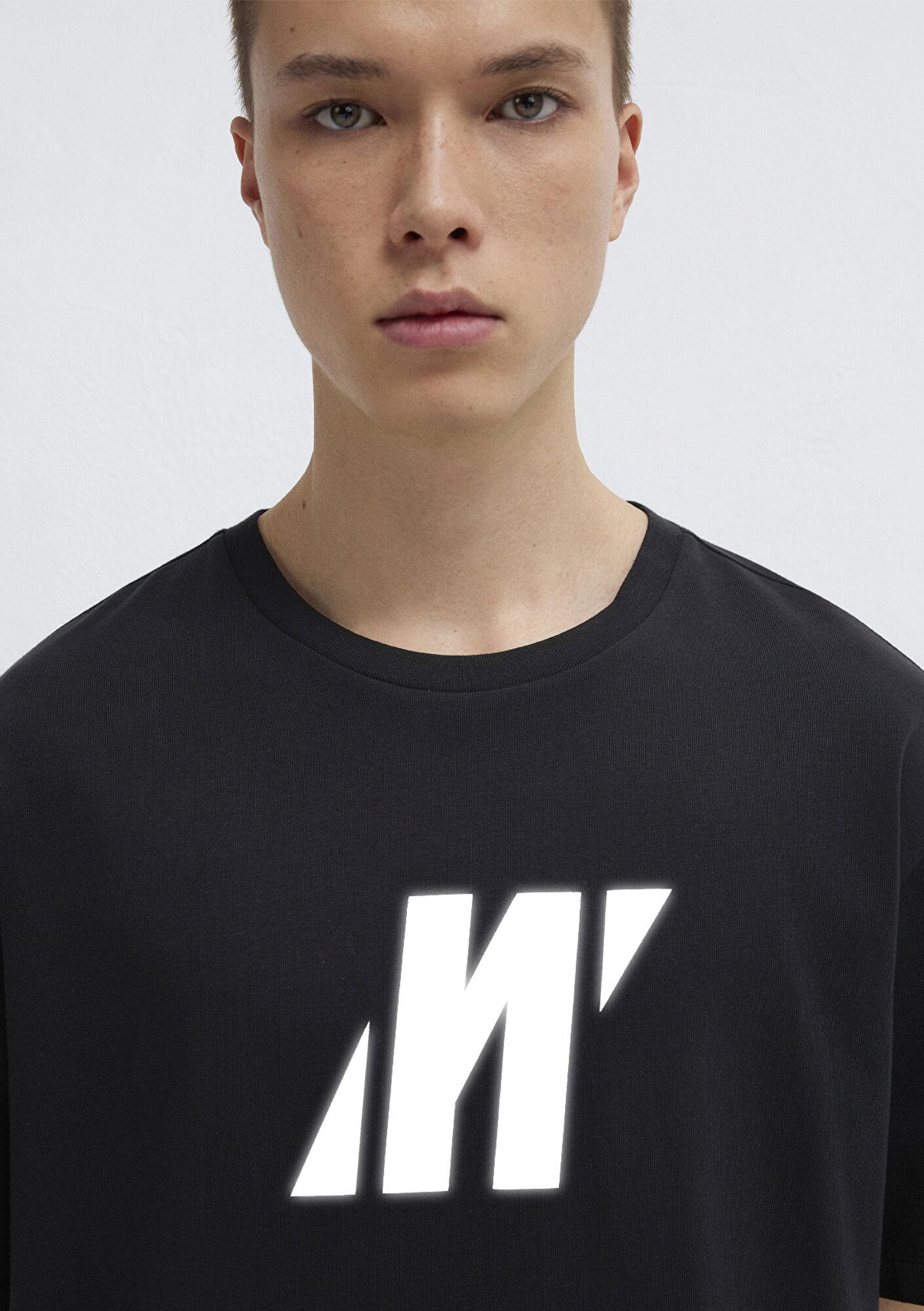 Mavi Mavi Pro Logo Reflektör Detaylı Siyah Tişört Loose Fit / Bol Rahat Kesim 0613092-900