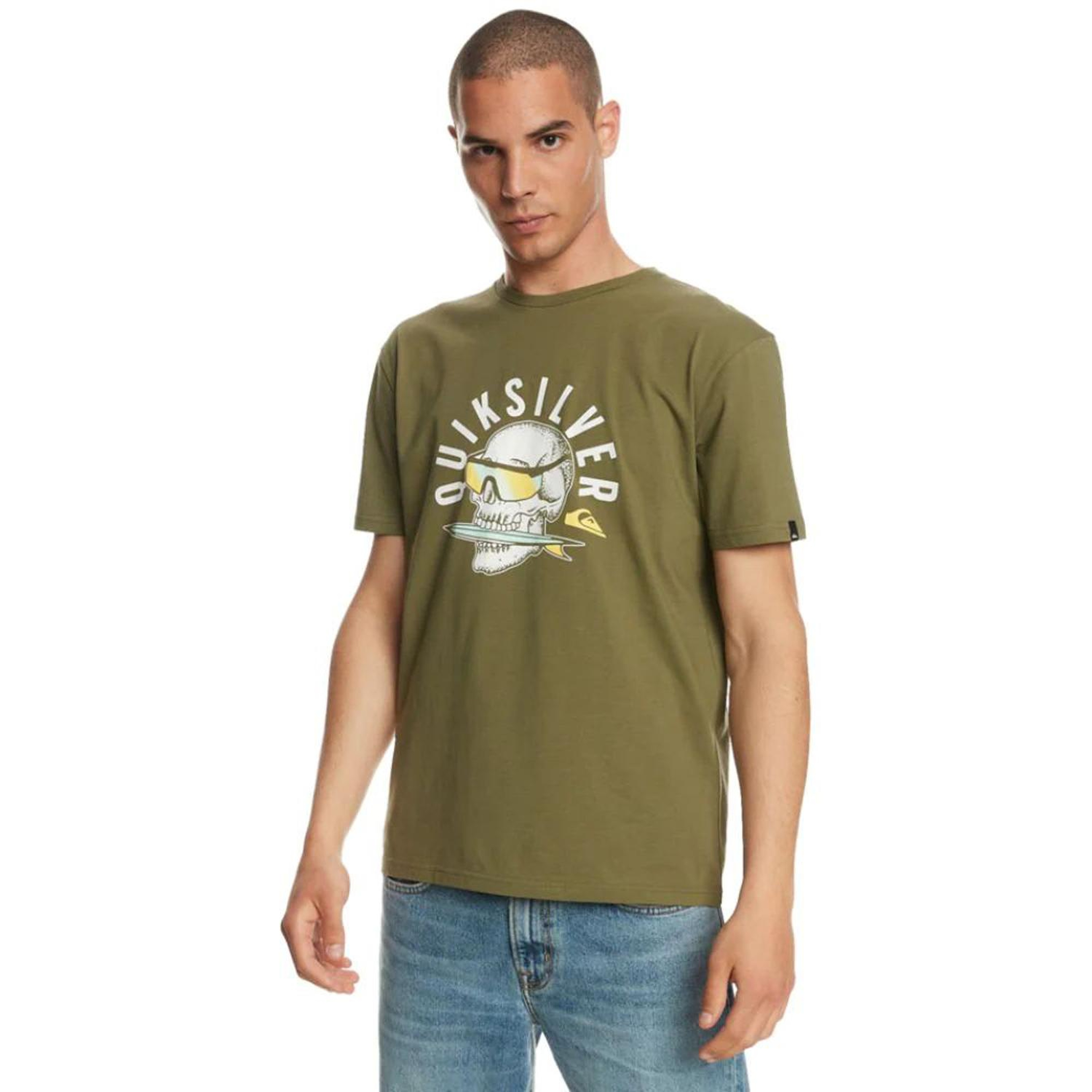 Quiksilver Qsrockinskull Erkek Yeşil Tişört